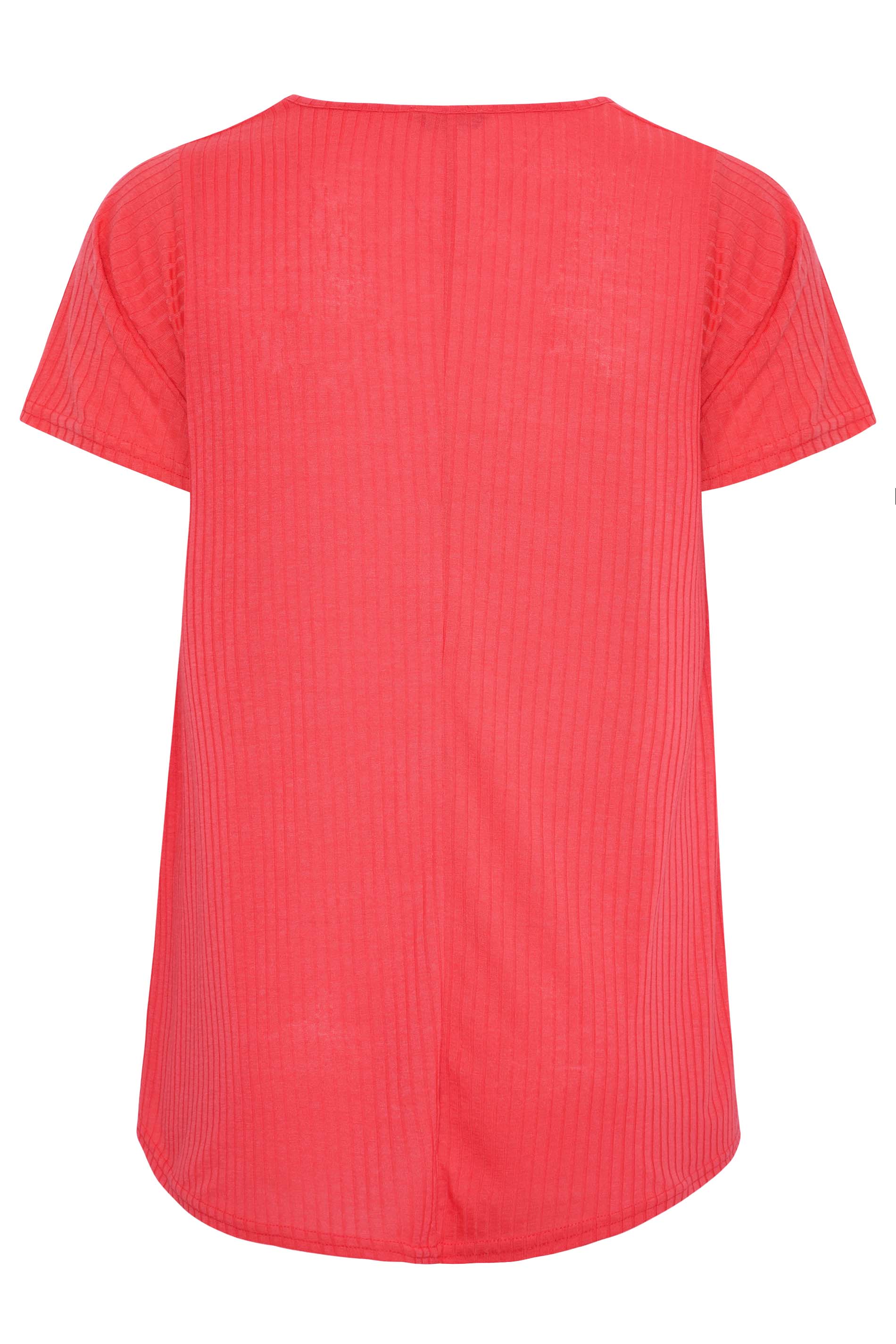 Grande taille  Tops Grande taille  Tops Jersey | LIMITED COLLECTION - T-Shirt Rose Saumon Nervuré Volanté - ER74653
