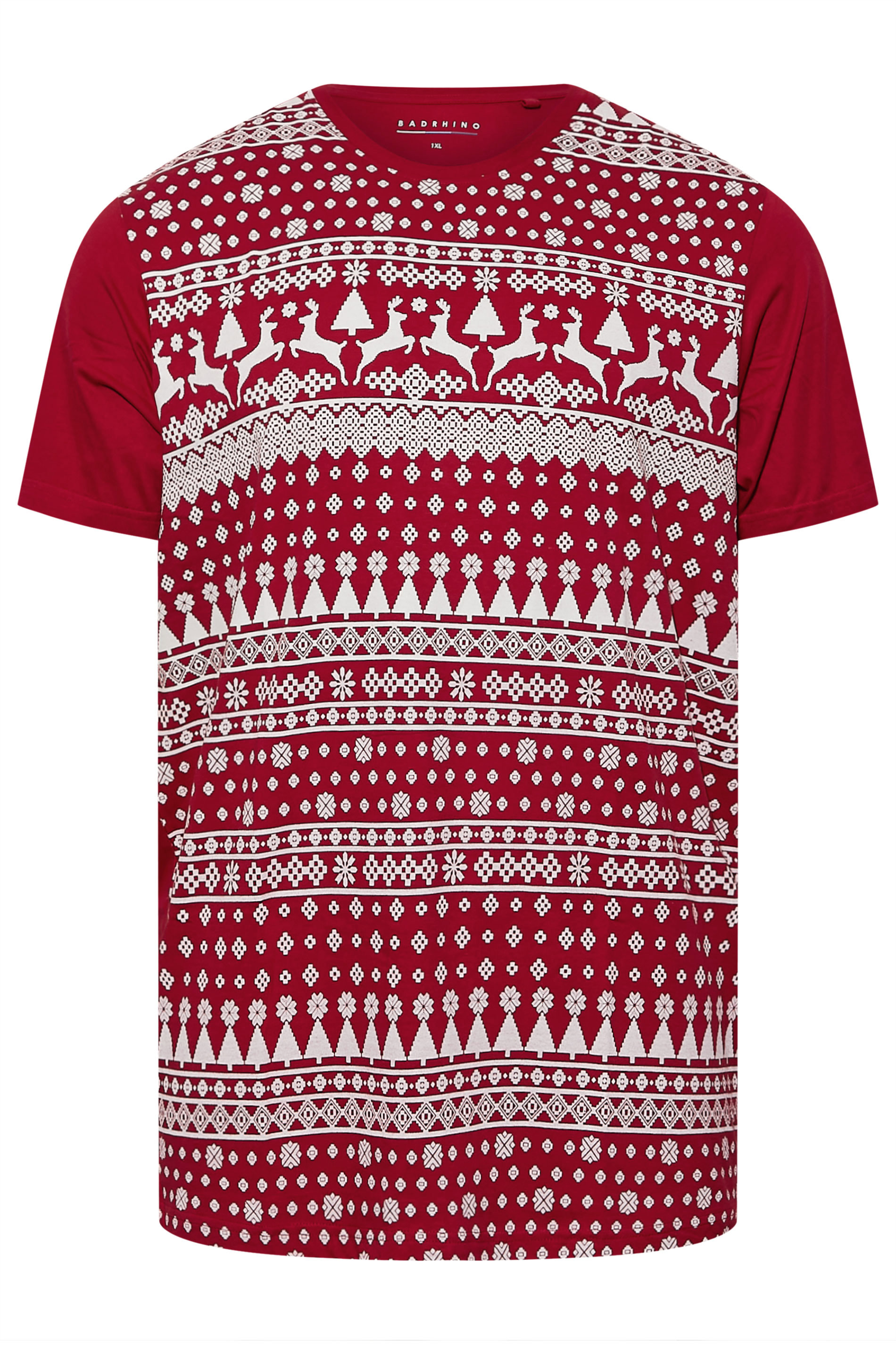 BadRhino Big & Tall Red & White Fairlise Christmas T-Shirt | BadRhino 3