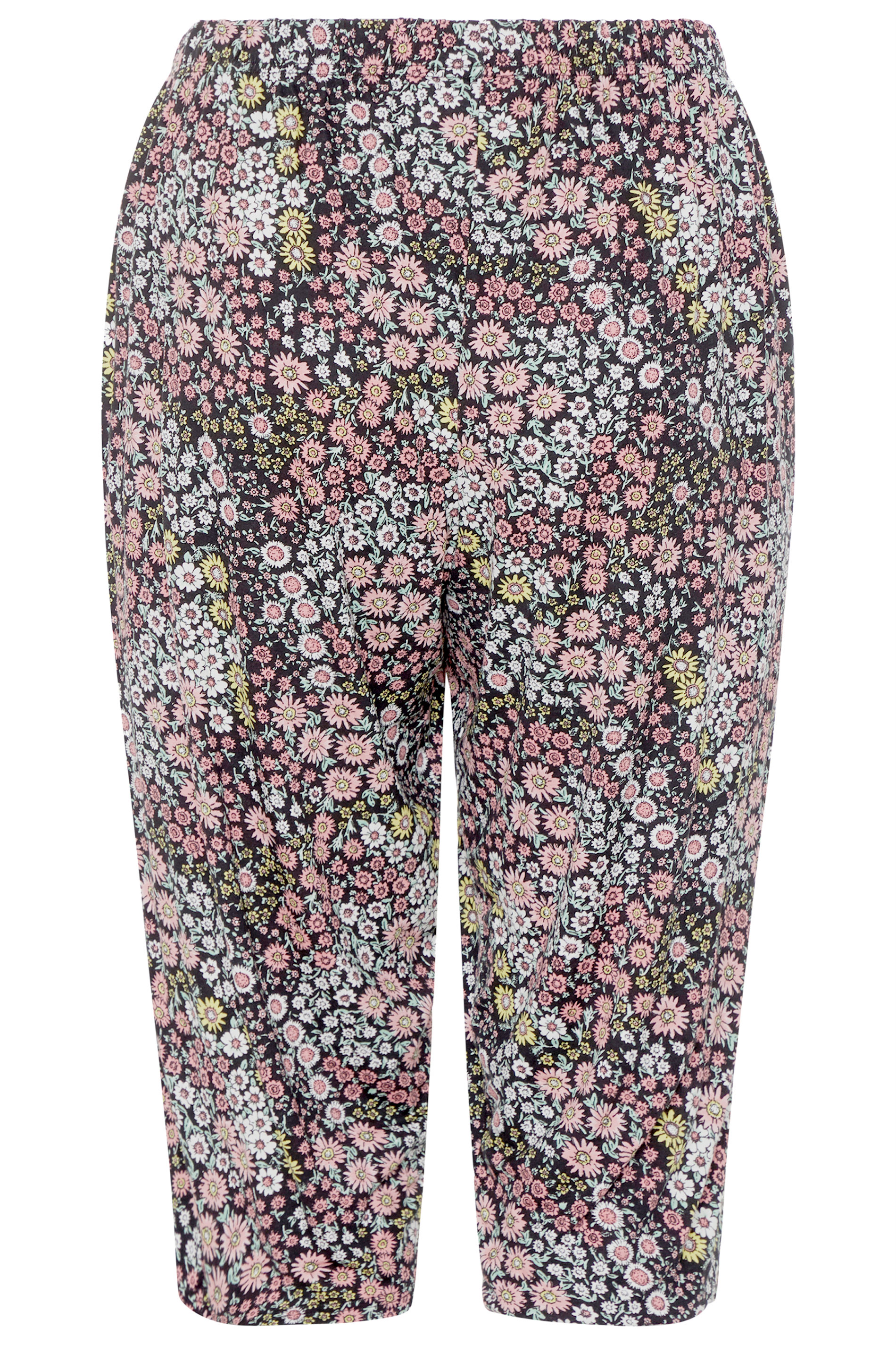 LIMITED COLLECTION Black Floral Print Cropped Lounge Trousers | Yours ...