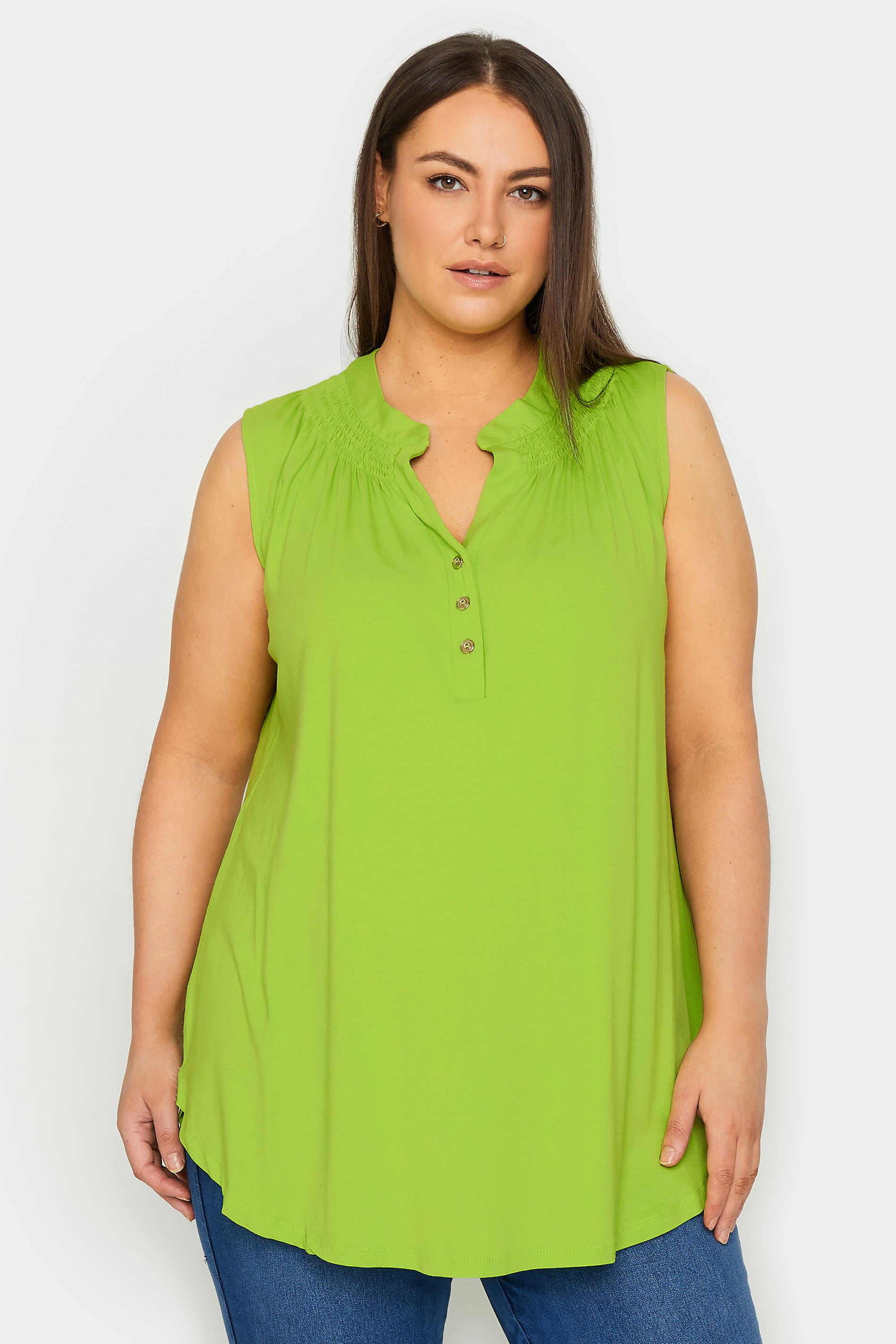 Evans Lime Green Henley Tunic Top 1