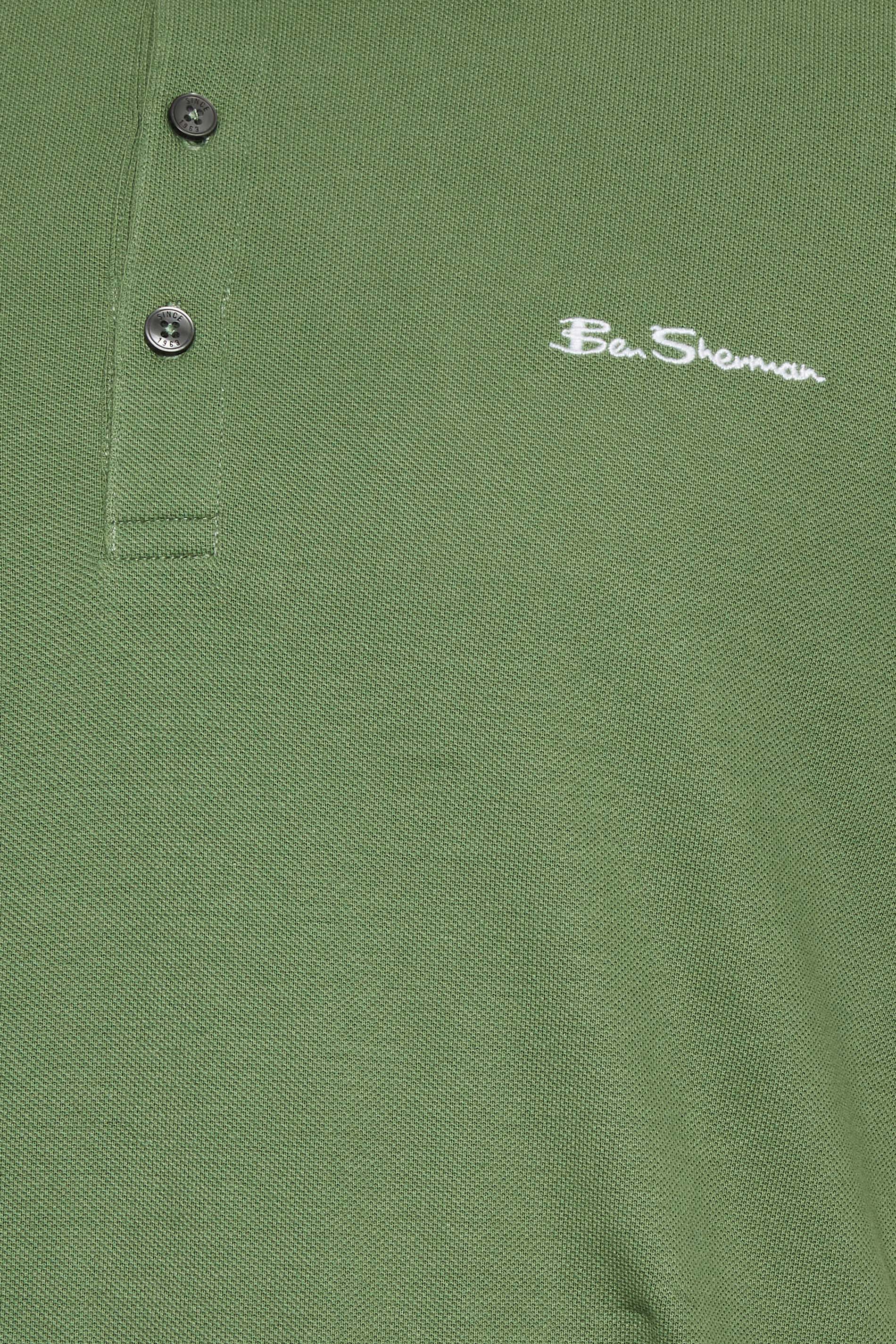 BEN SHERMAN Big & Tall Rich Fern Green Signature Tipped Polo Shirt | BadRhino  2