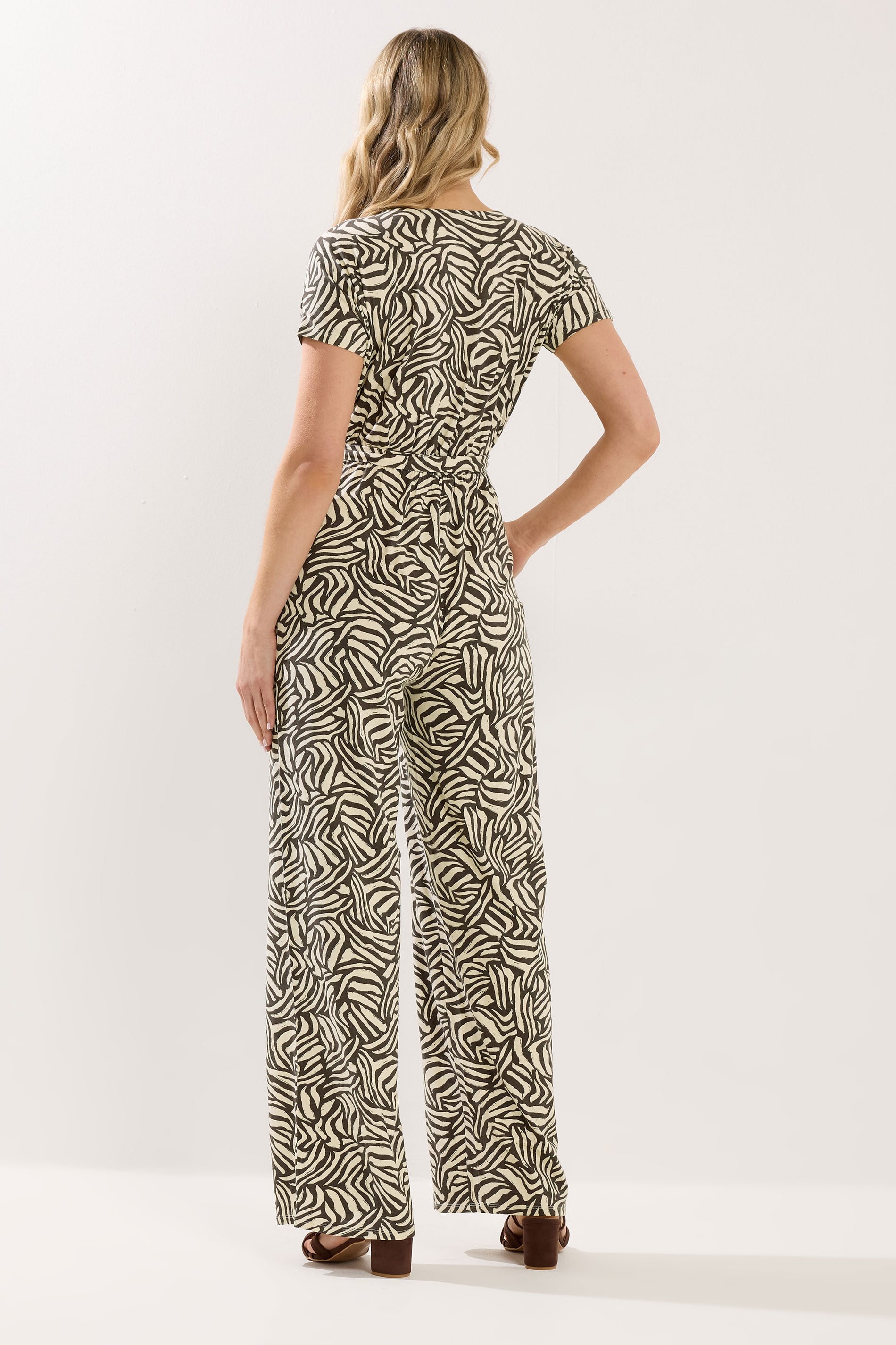 LTS Tall Women's Chocolate Brown Zebra Wrap Jumpsuit | Long Tall Sally 4