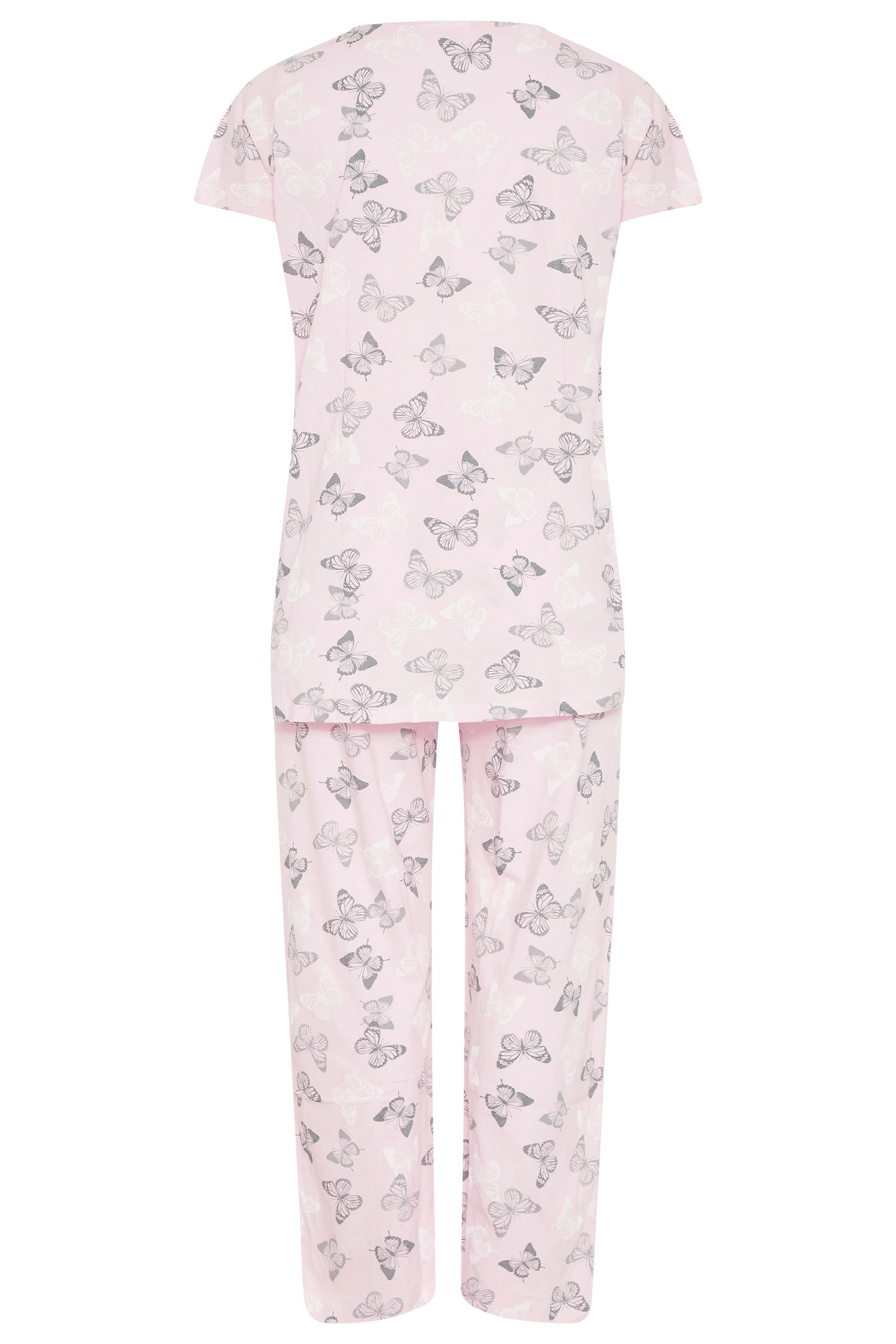 Blush Pink Summer Butterfly Pyjama Set | Yours Clothing