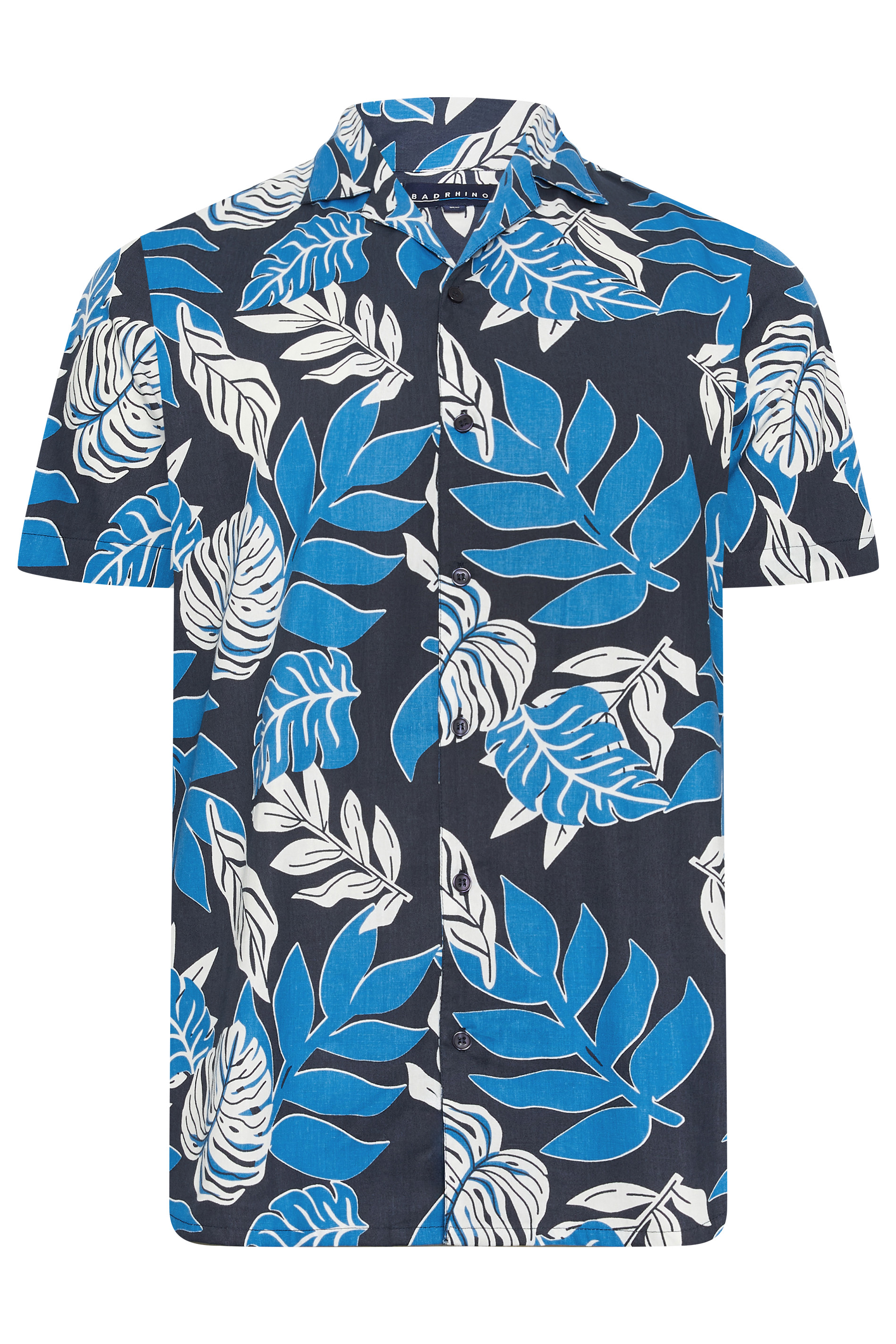 BadRhino Big & Tall Navy Blue Leaf Print Shirt | BadRhino 2