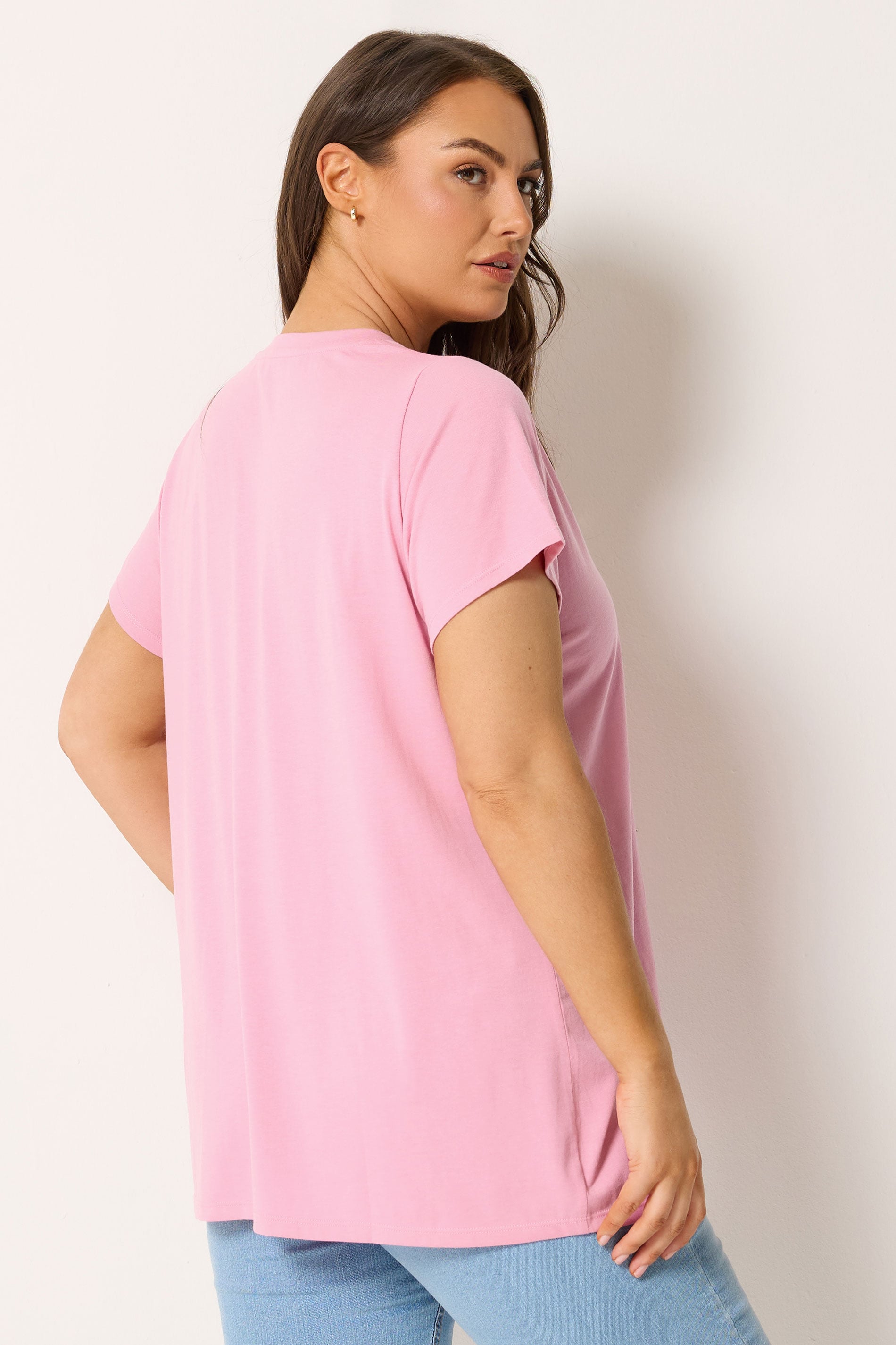 YOURS Plus Size Pink Short Sleeve Core T-Shirt | Yours Clothing 2