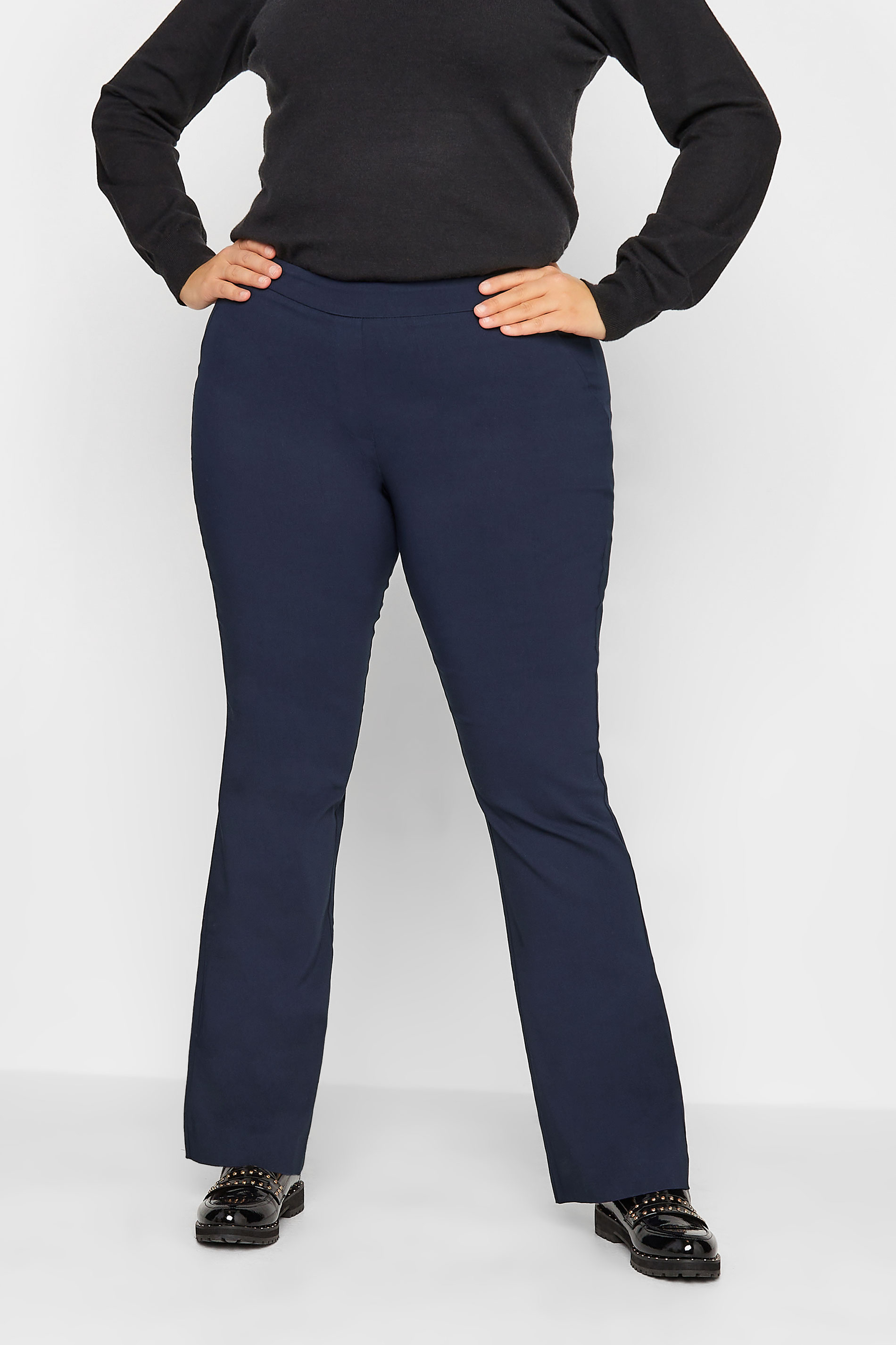 LTS Tall Women's Navy Blue Bi Stretch Bootcut Trousers | Long Tall Sally 1