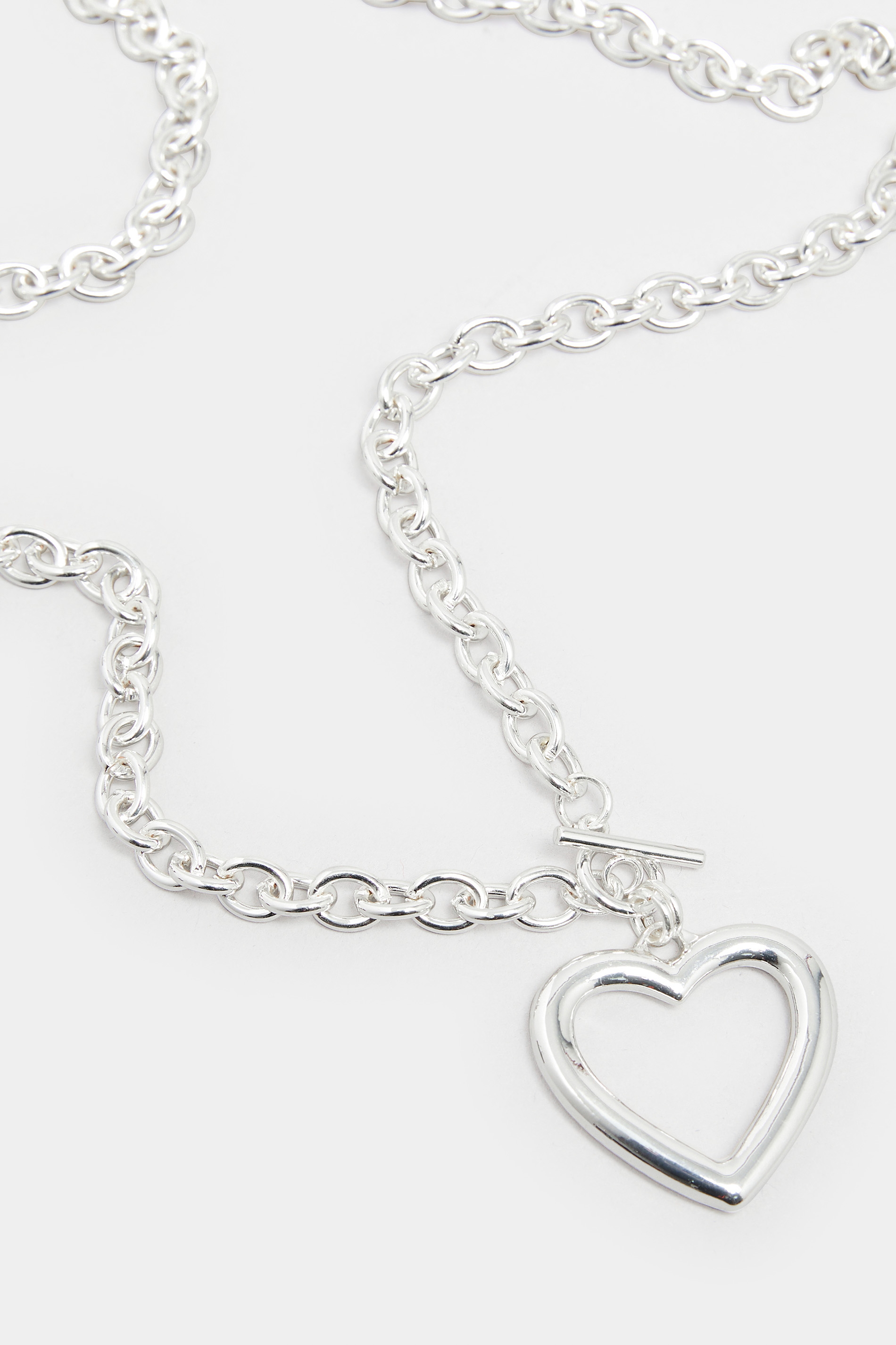 Silver Chain Heart Necklace | Yours Clothing  3