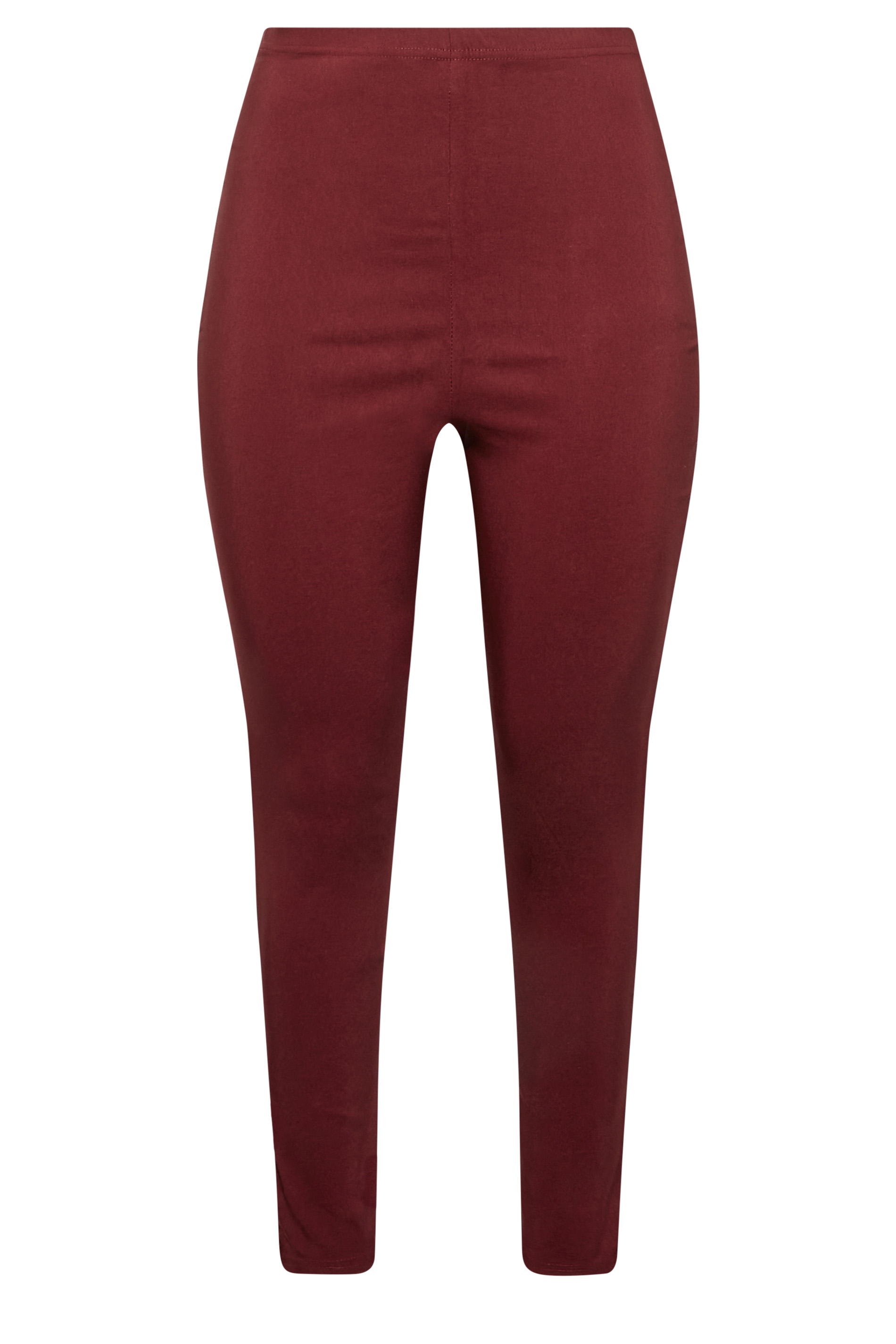 Curve Plus Size Burgundy Red Bengaline Pull On Stretch Trousers - Petite 1