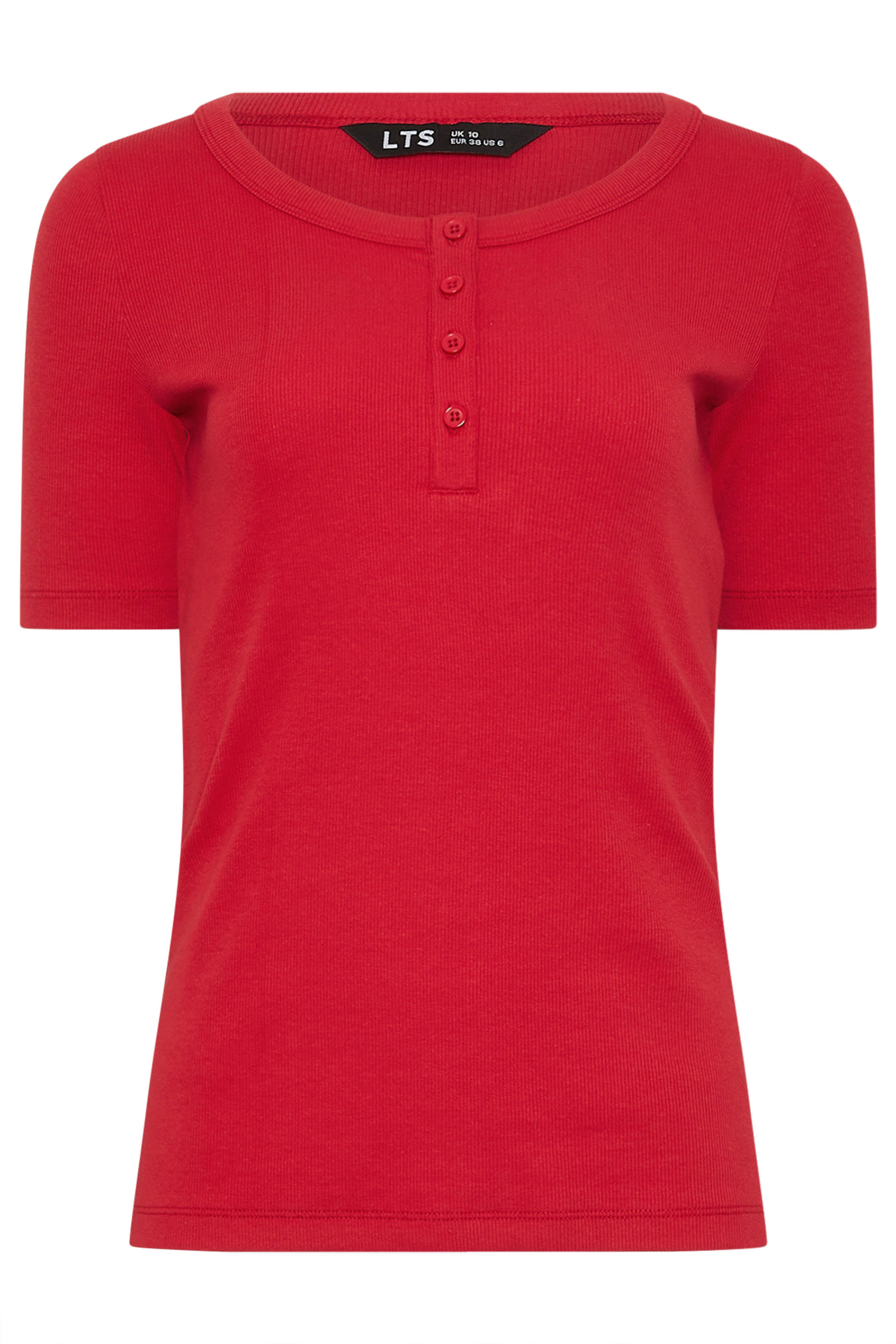 LTS Tall Red Ribbed Cotton T-Shirt | Long Tall Sally 5