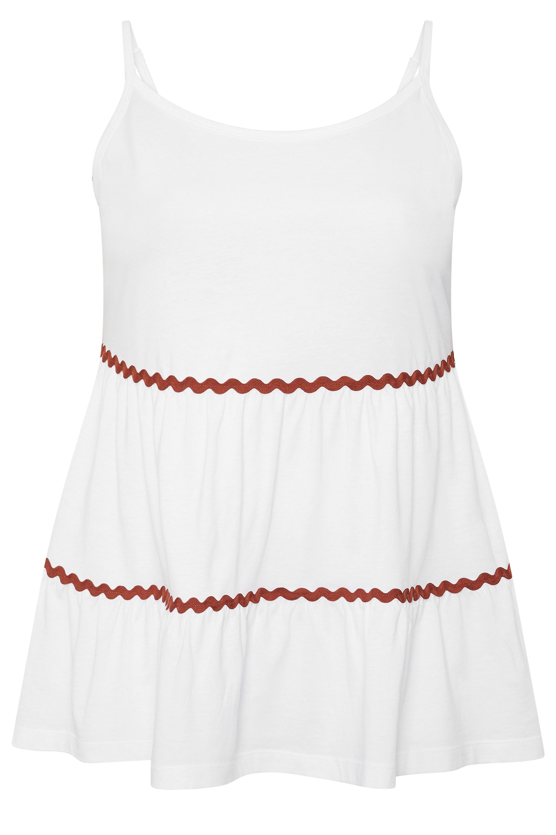 YOURS Plus Size White Tiered Trim Vest Top | Yours Clothing 5