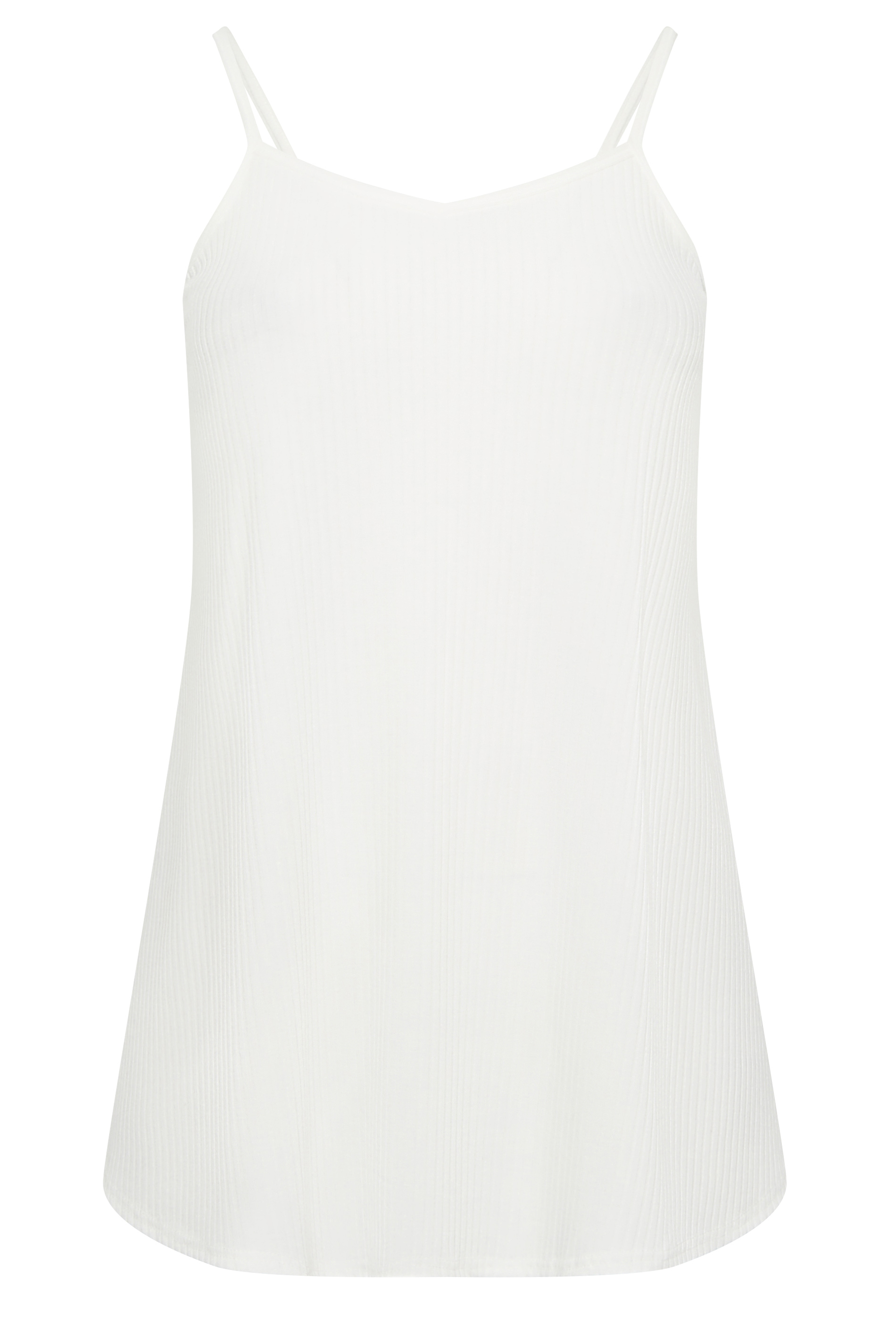 YOURS Curve Plus Size White Ribbed Swing Cami Top