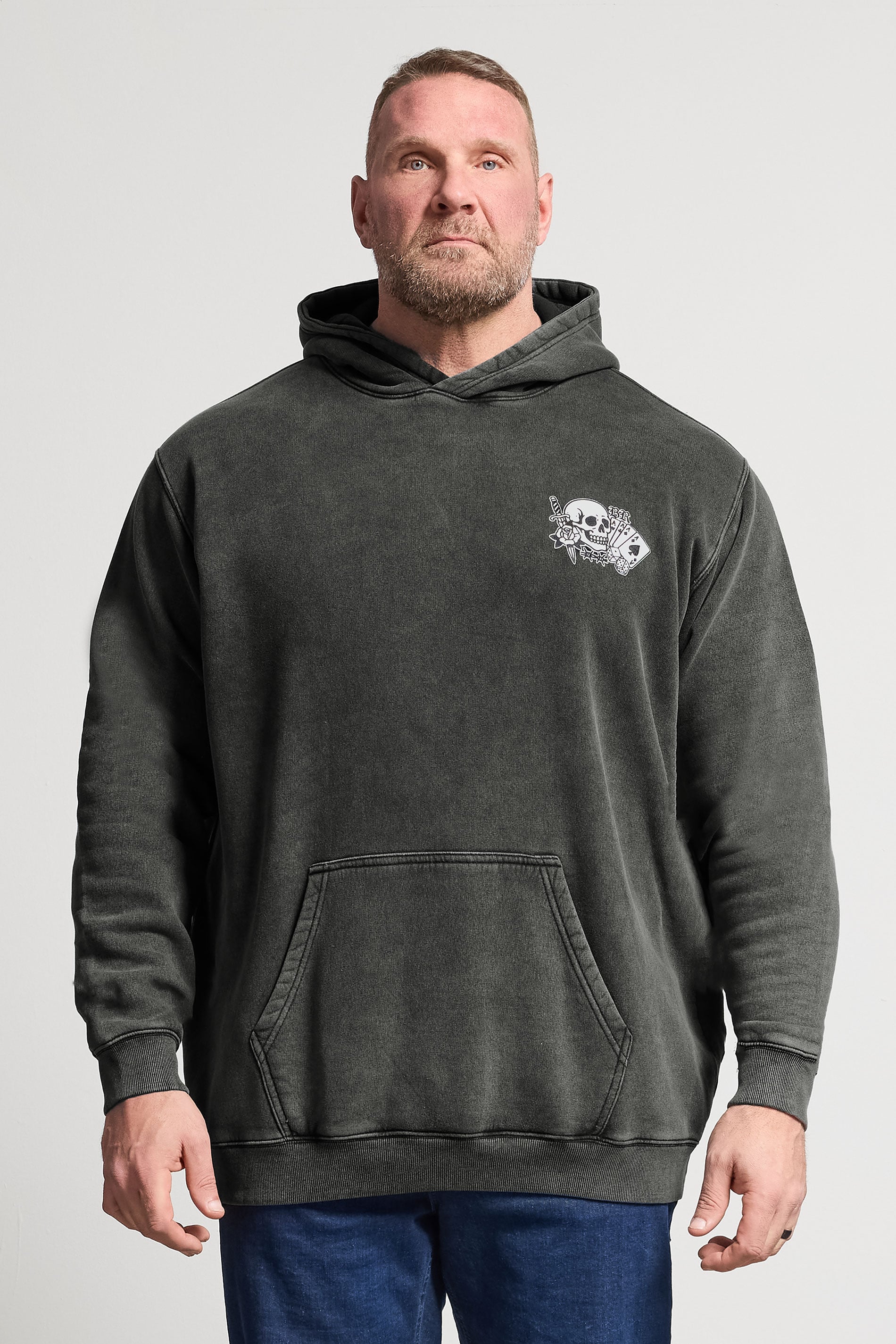BadRhino Big & Tall Black Sun Bleached Tattoo Graphic Hoodie | BadRhino 1
