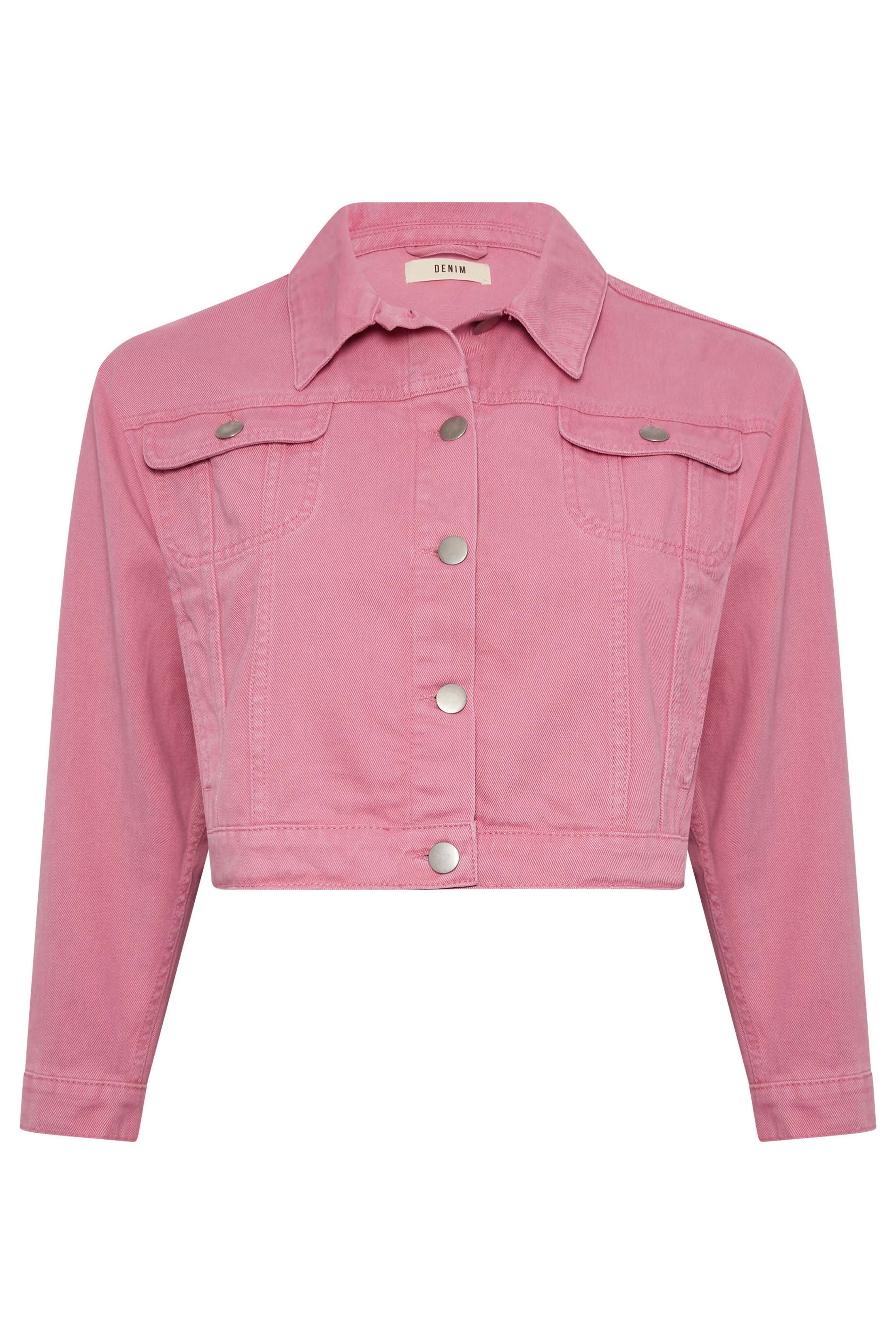 YOURS Plus Size Pink Cropped Denim Jacket | Yours Clothing