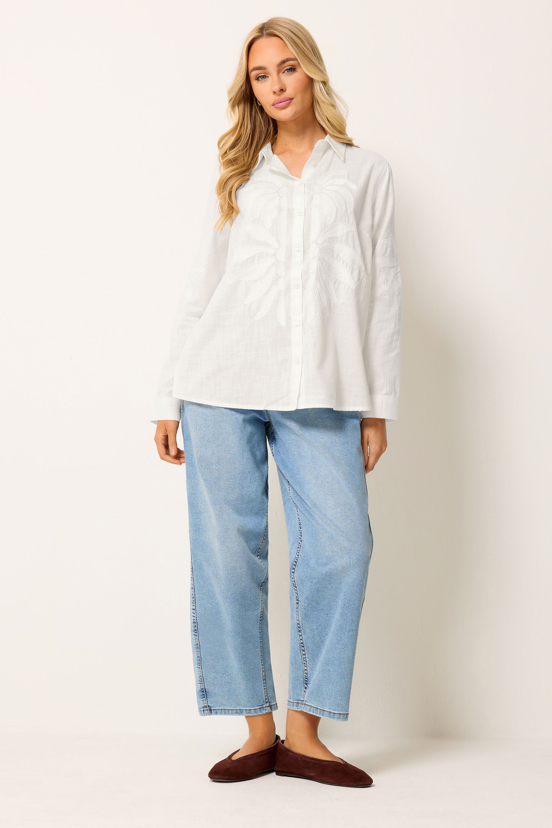 M&Co White Embroidered Cotton Shirt | M&Co 2