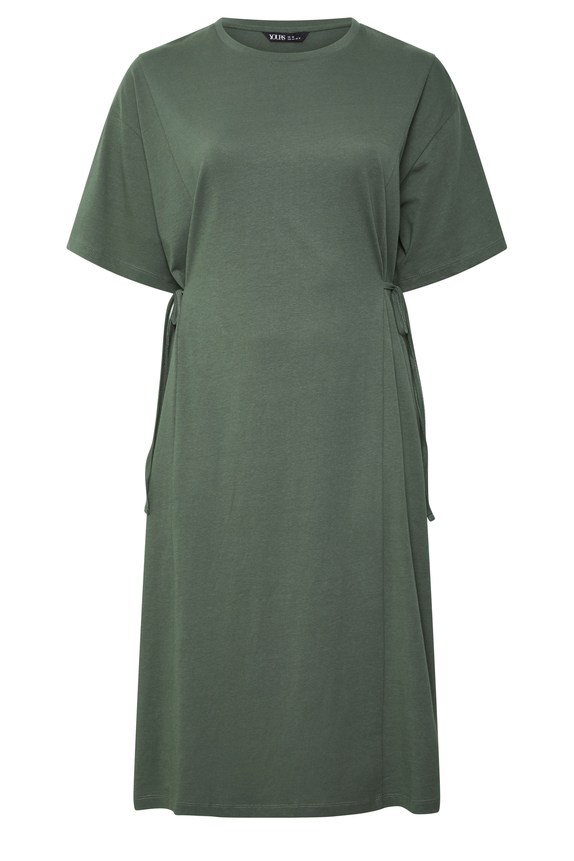 YOURS Plus Size Khaki Green Front Tie Midi Dress | Yours Clothing 1