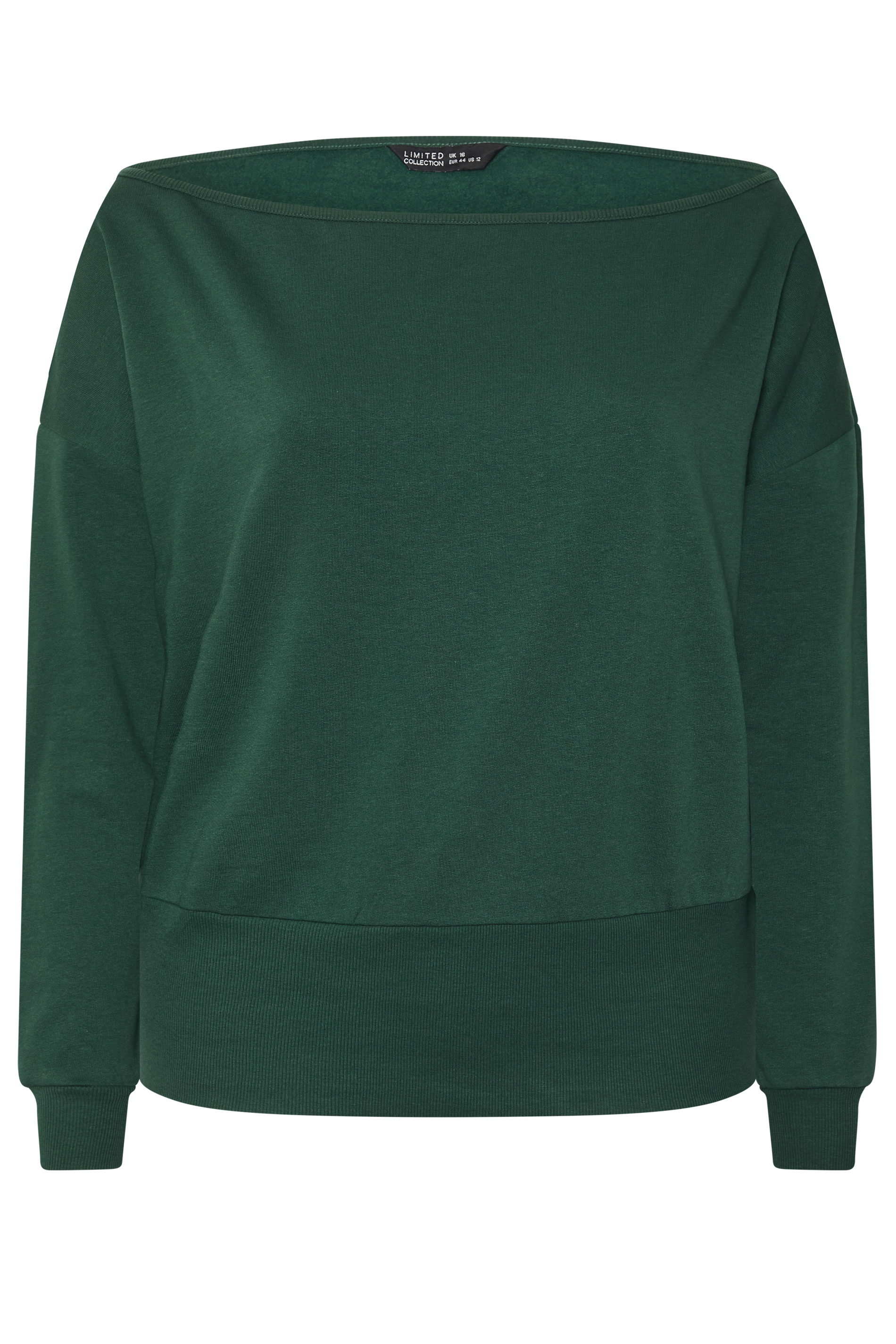 LIMITED COLLECTION Plus Size Forest Green Wide Neckline Sweatshirt | Yours Clothing 5