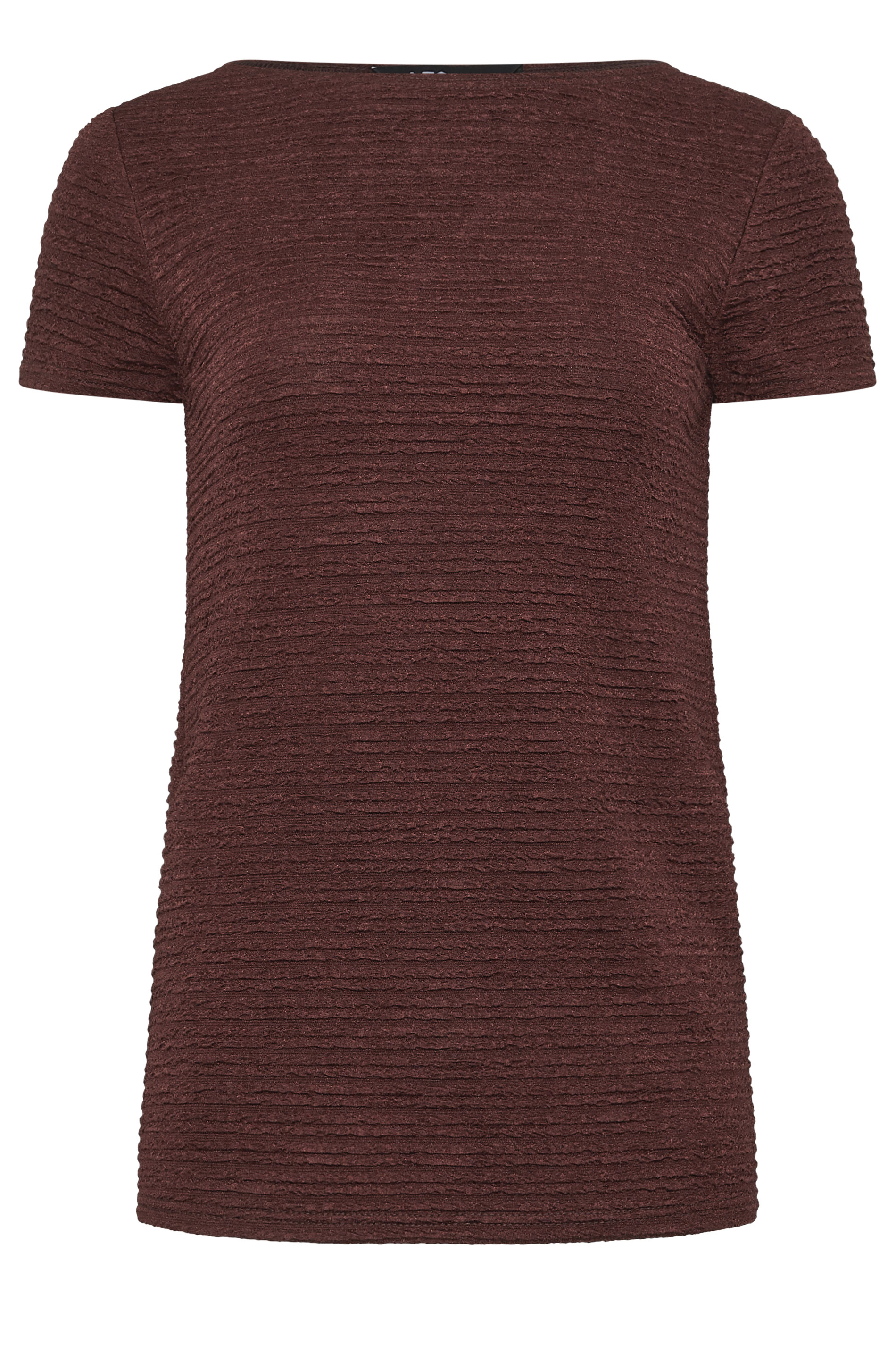 LTS Tall Women's Chocolate Brown Textured Slash Neck Top | Long Tall Sally 5