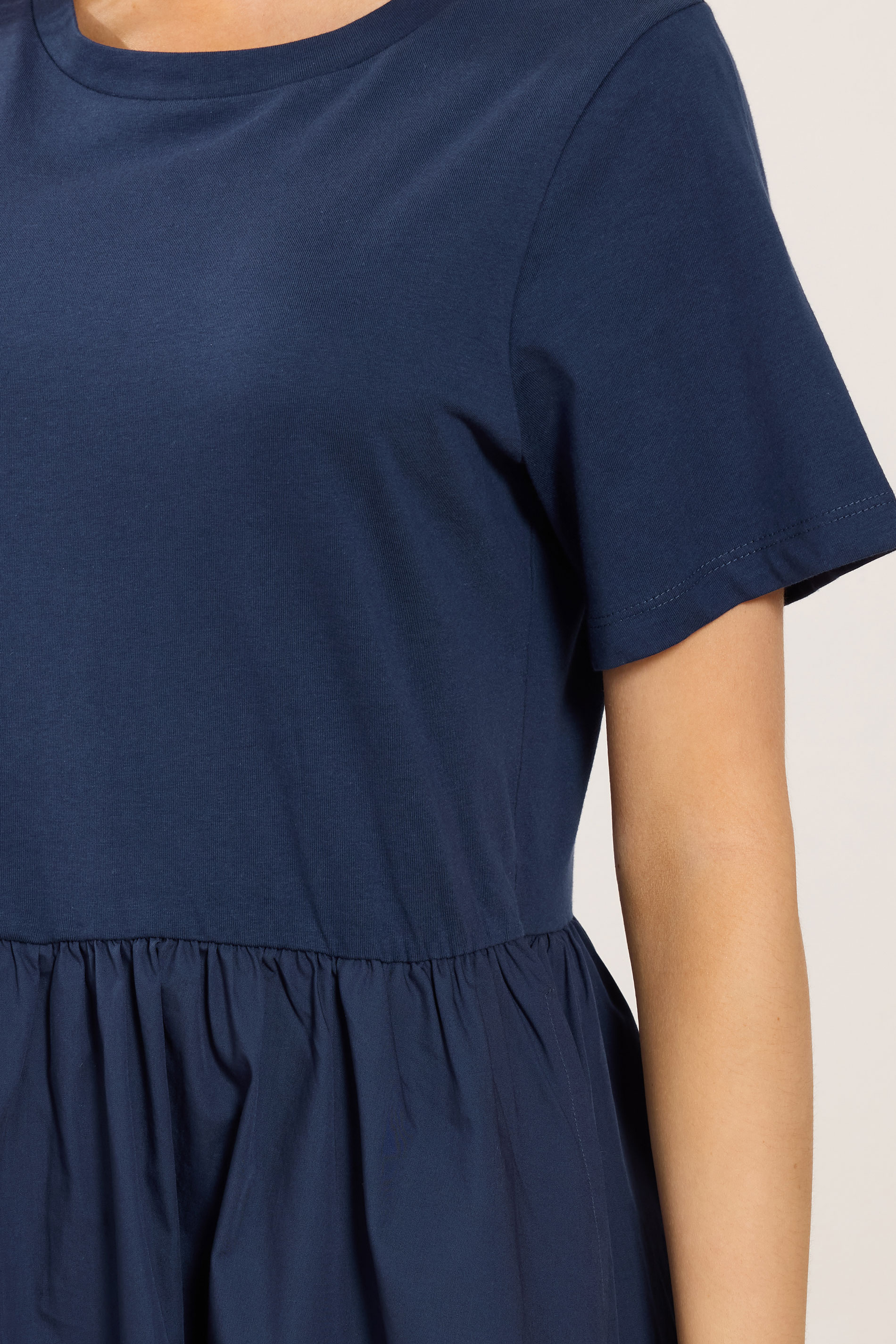 M&Co Navy Blue Short Sleeve Cotton Midi Dress | M&Co 4