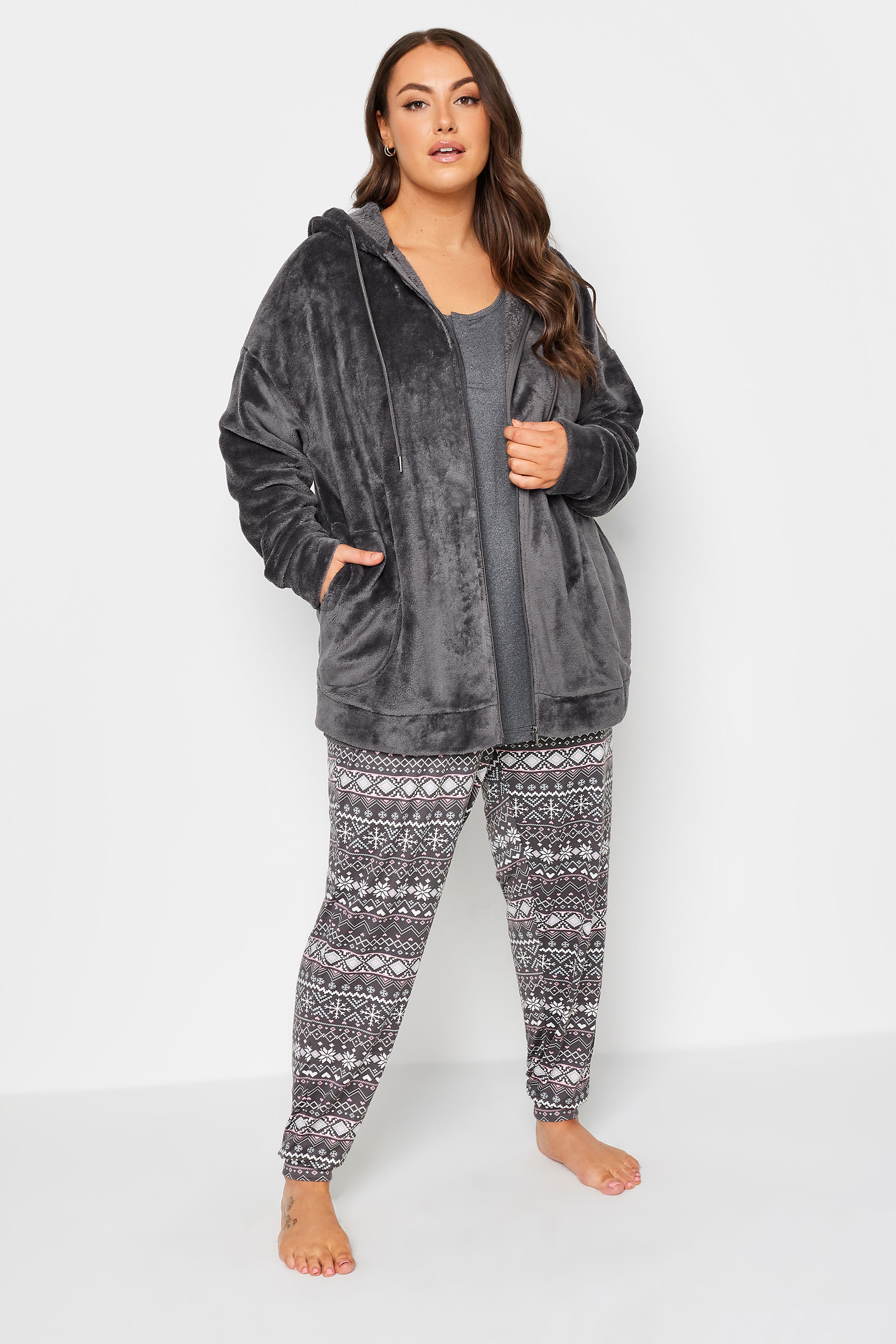 YOURS Plus Size Charcoal Grey Soft Touch Lounge Hoodie | Yours Clothing 2