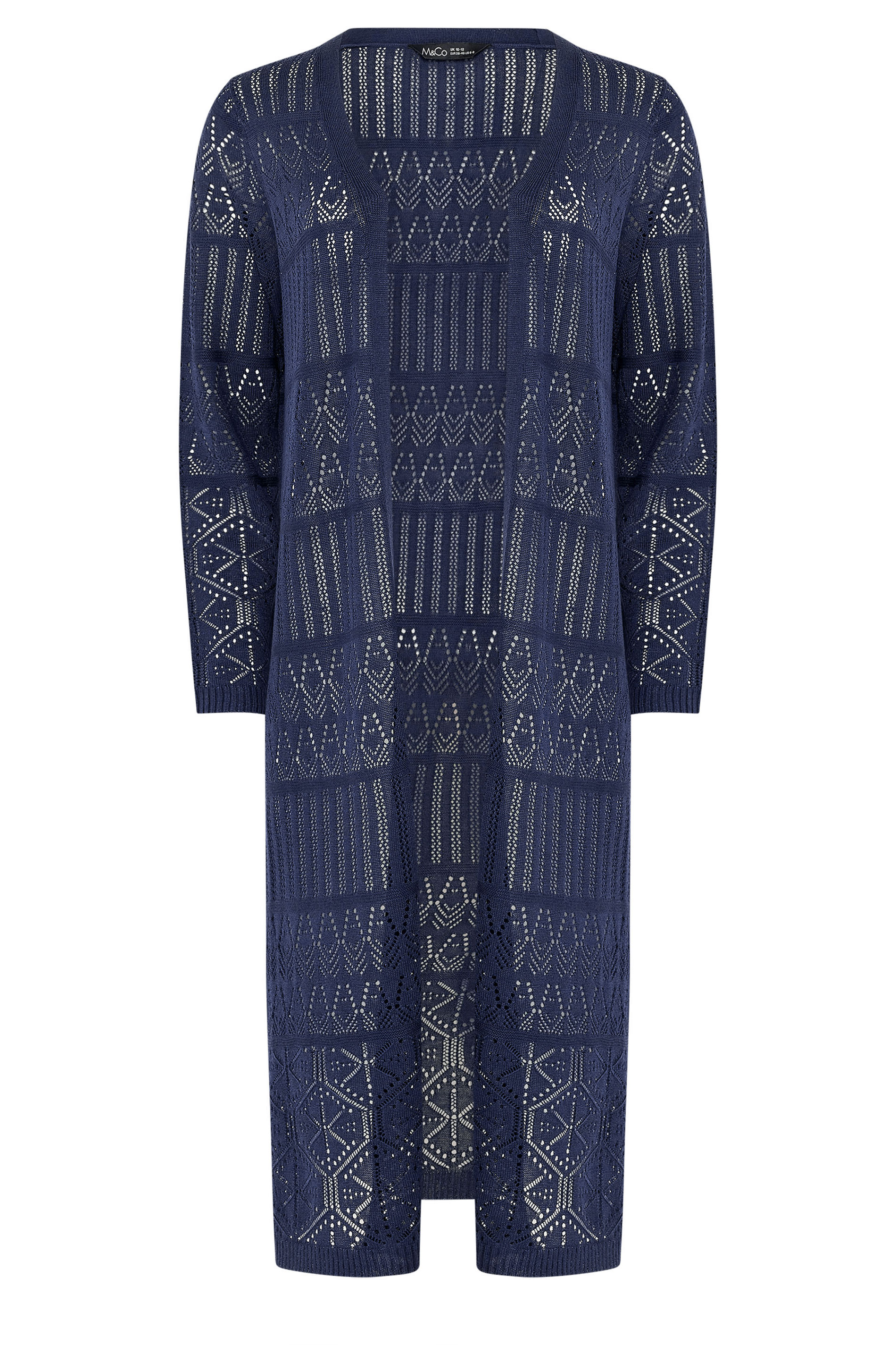 M&Co Navy Blue Pointelle Longline Cardigan | M&Co 5