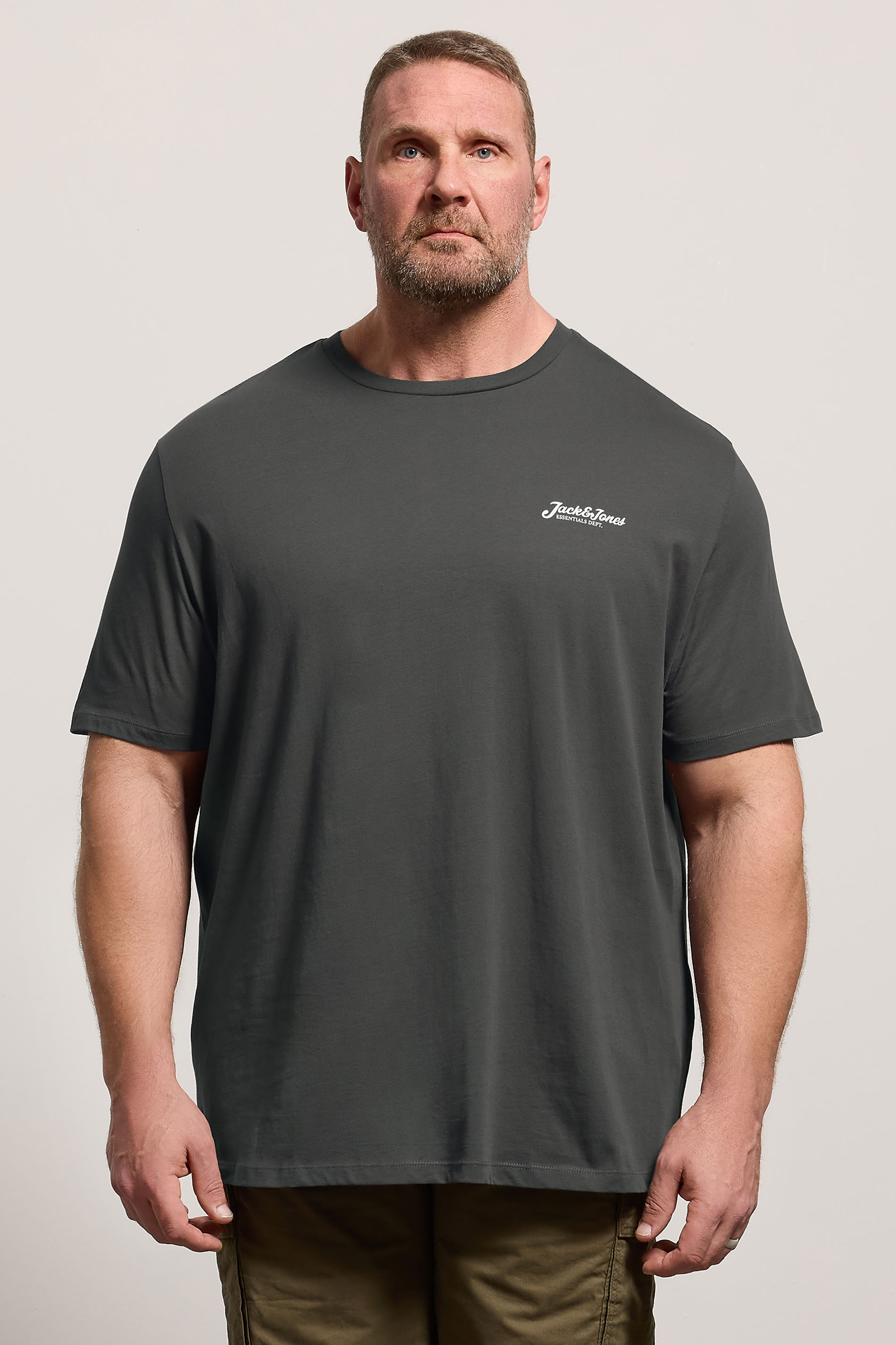JACK & JONES Big & Tall 5 Pack Blue/Off-White/Yellow/Green/Pink Core T-Shirts | BadRhino 2