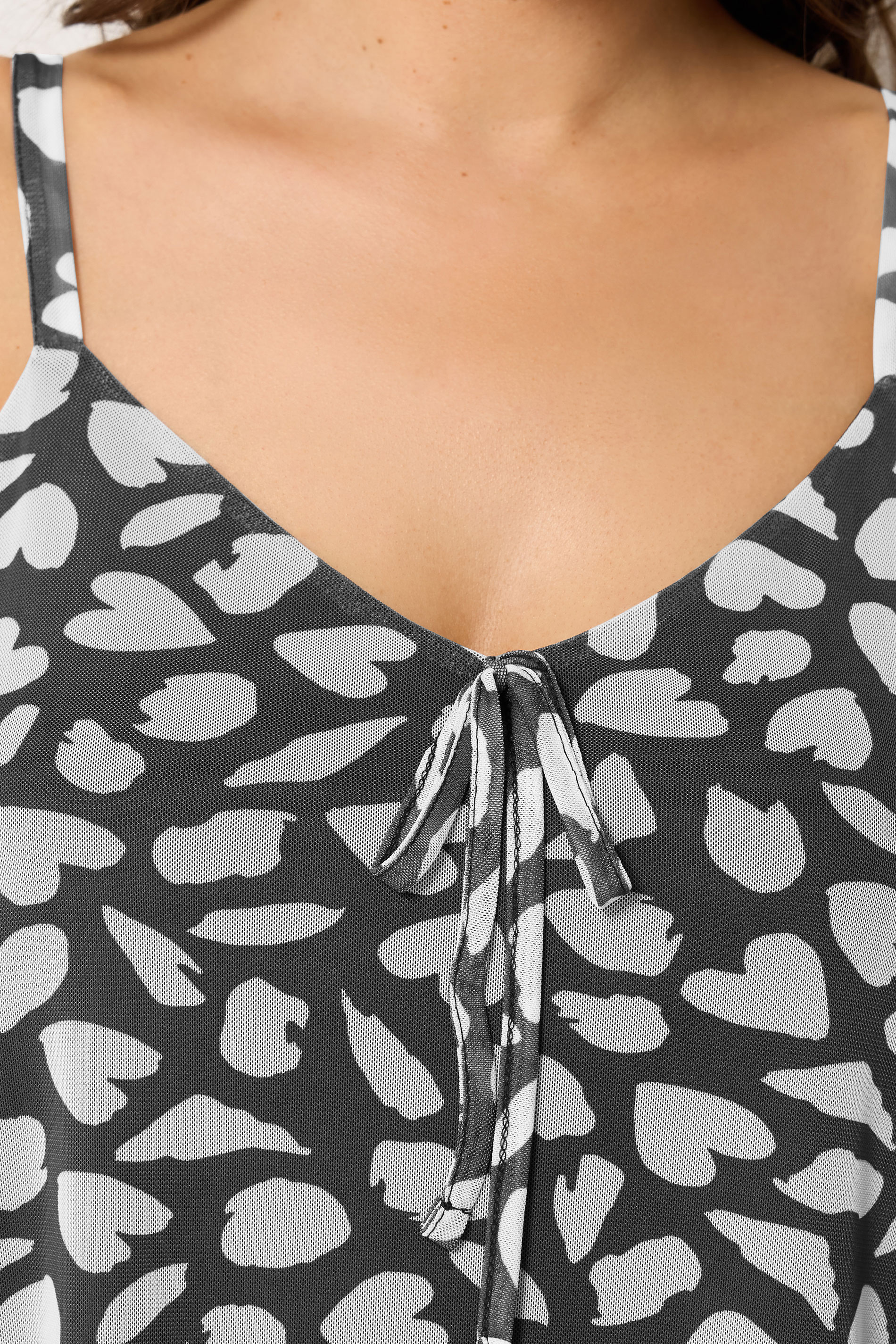 YOURS Plus Size Black Heart Mesh Vest Top | Yours Clothing 4
