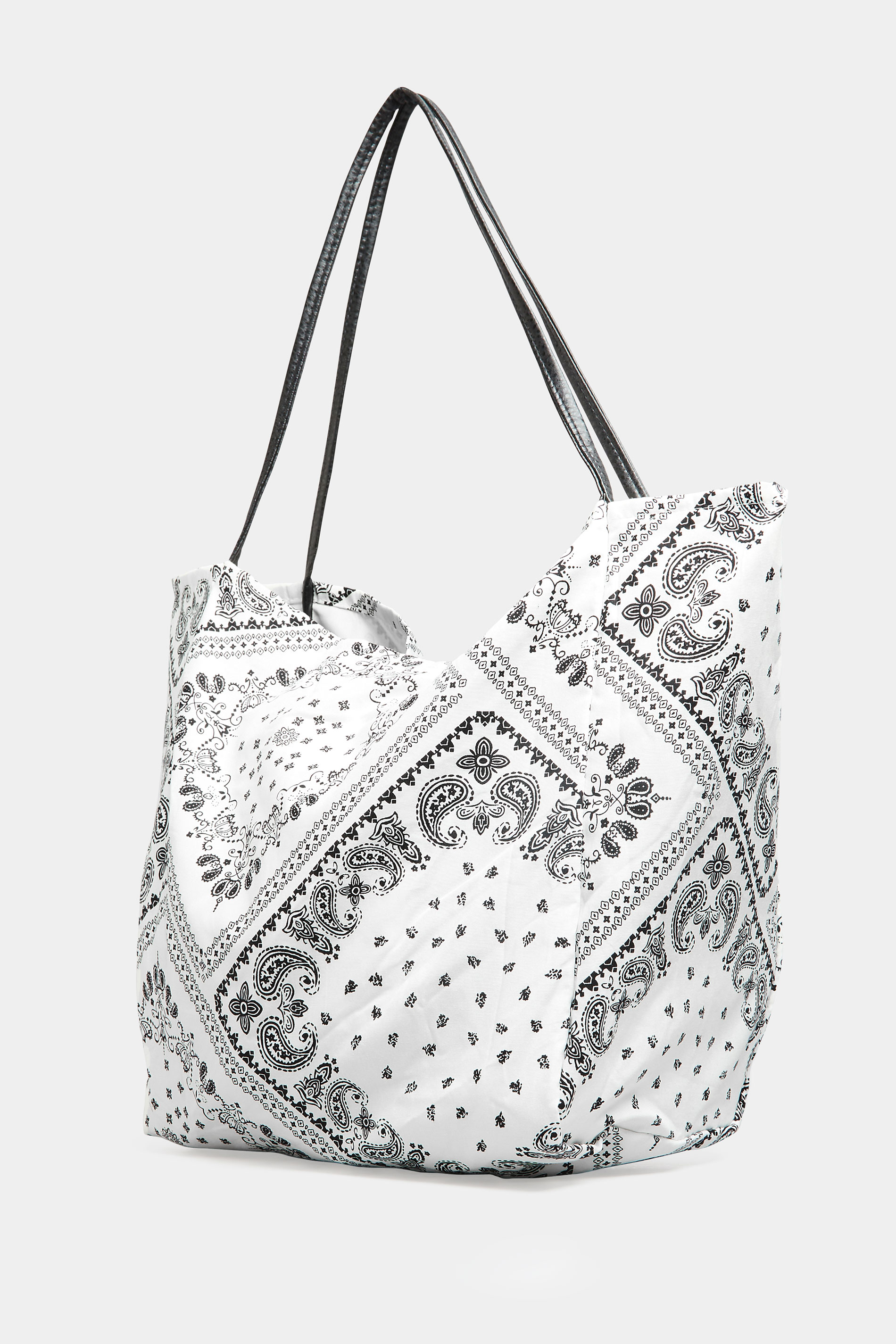 White Paisley Print Tote Bag | Yours Clothing  1