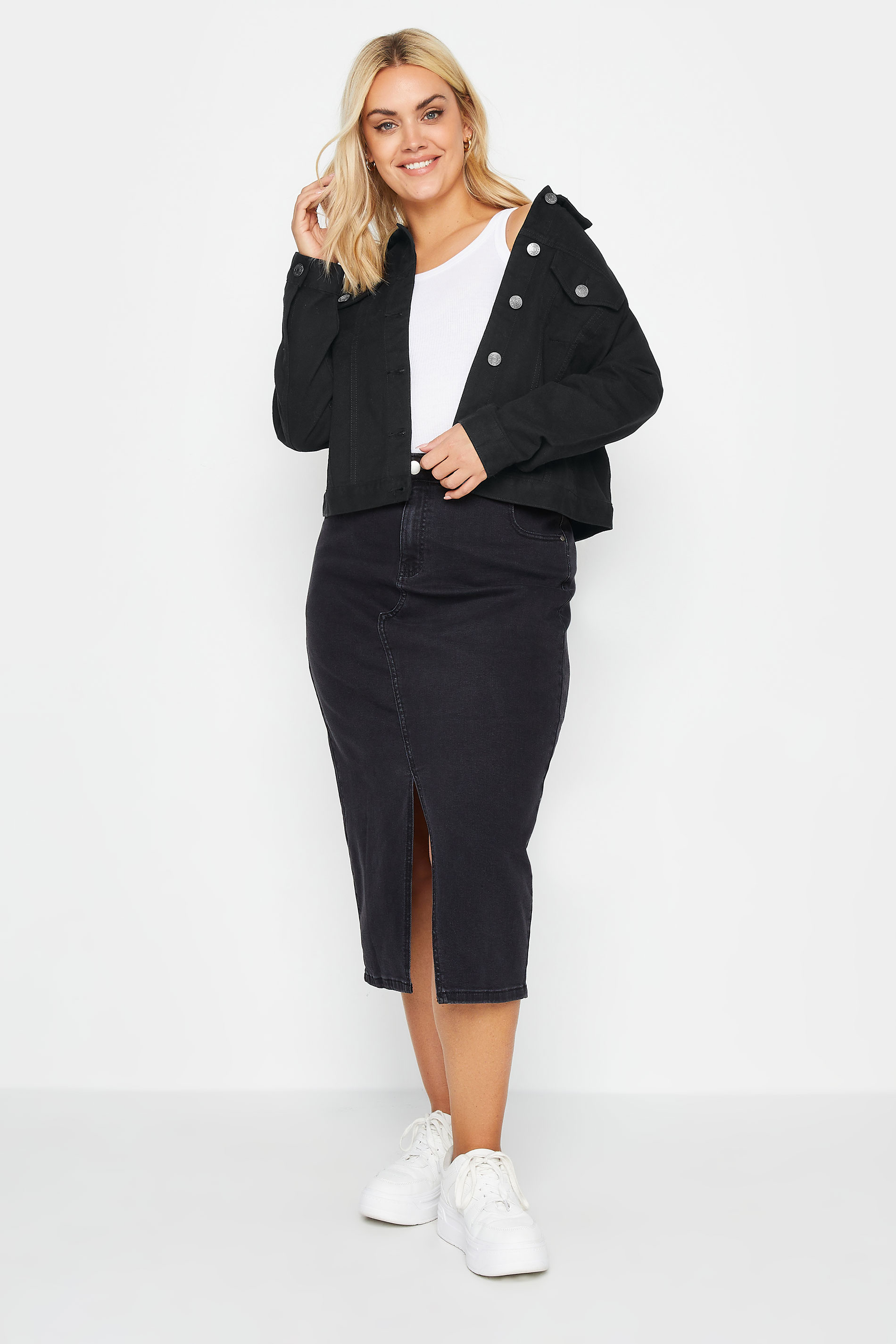 YOURS Plus Size Curve Black Denim Jacket | Yours Clothing 2