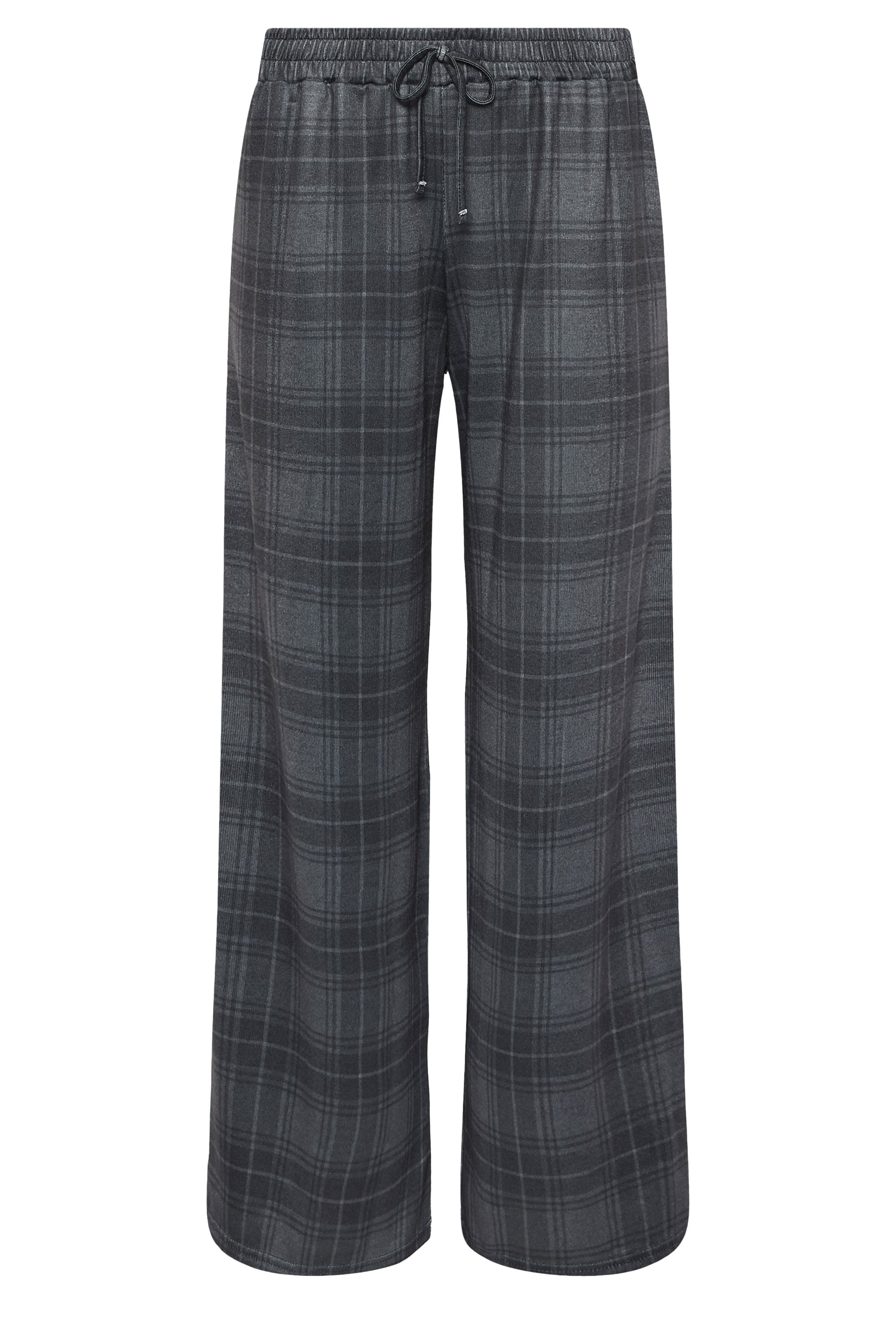 PixieGirl Petite Women's Grey Check Brushed Wide Leg Trousers | PixieGirl 5