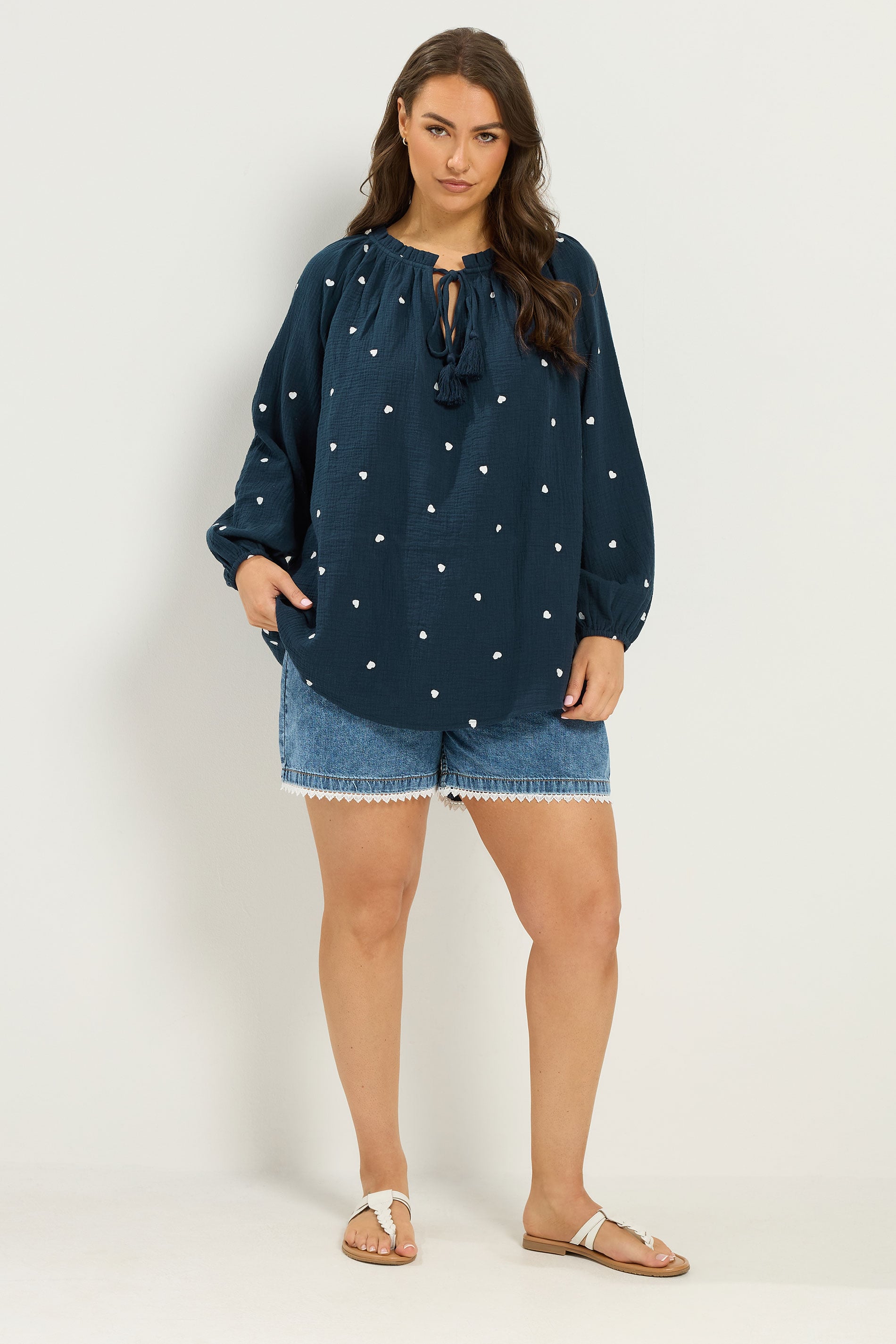 YOURS Plus Size Navy Blue Blouse | Yours Clothing 1