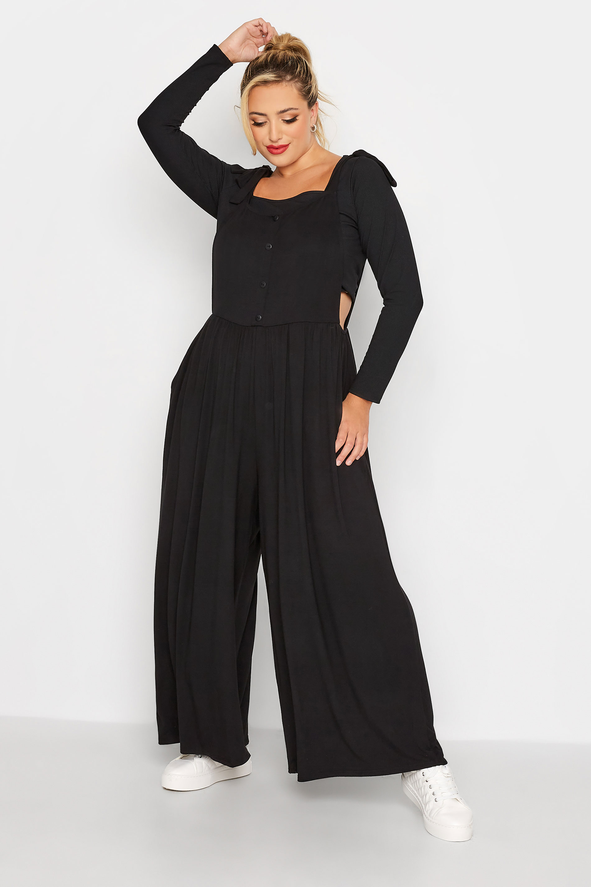 LIMITED COLLECTION Curve Black Culotte Dungerees 1