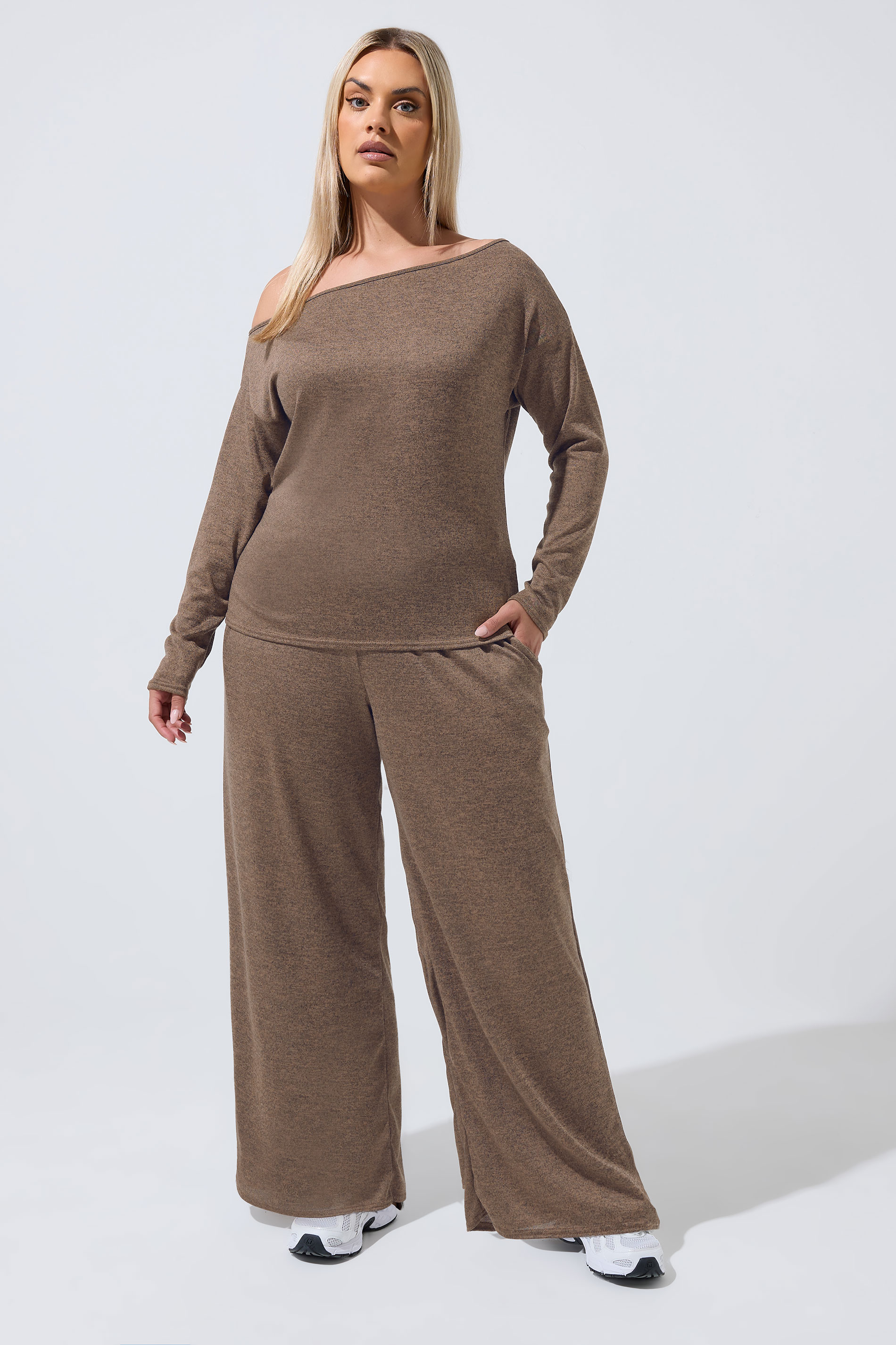 LIMITED COLLECTION Plus Size Natural Brown Off Shoulder Top | Yours Clothing 1