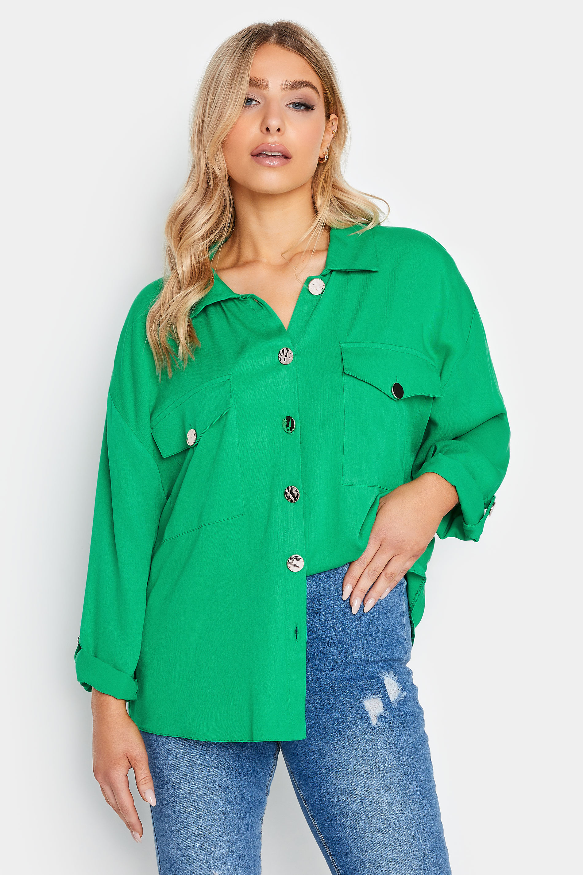 M&Co Forest Green Button Tunic Shirt | M&Co  1