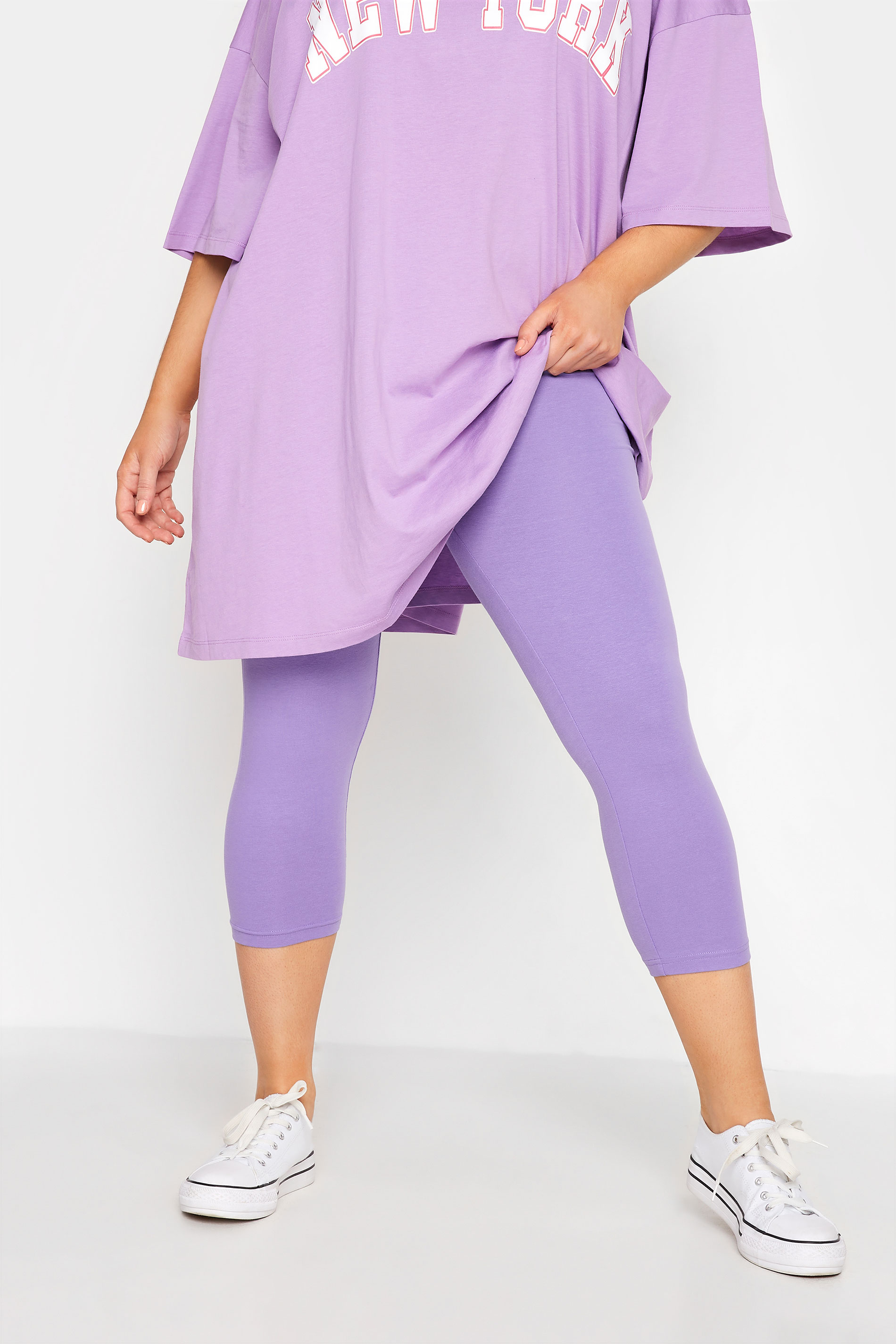 YOURS FOR GOOD Curve Purple Cropped Leggings_A.jpg