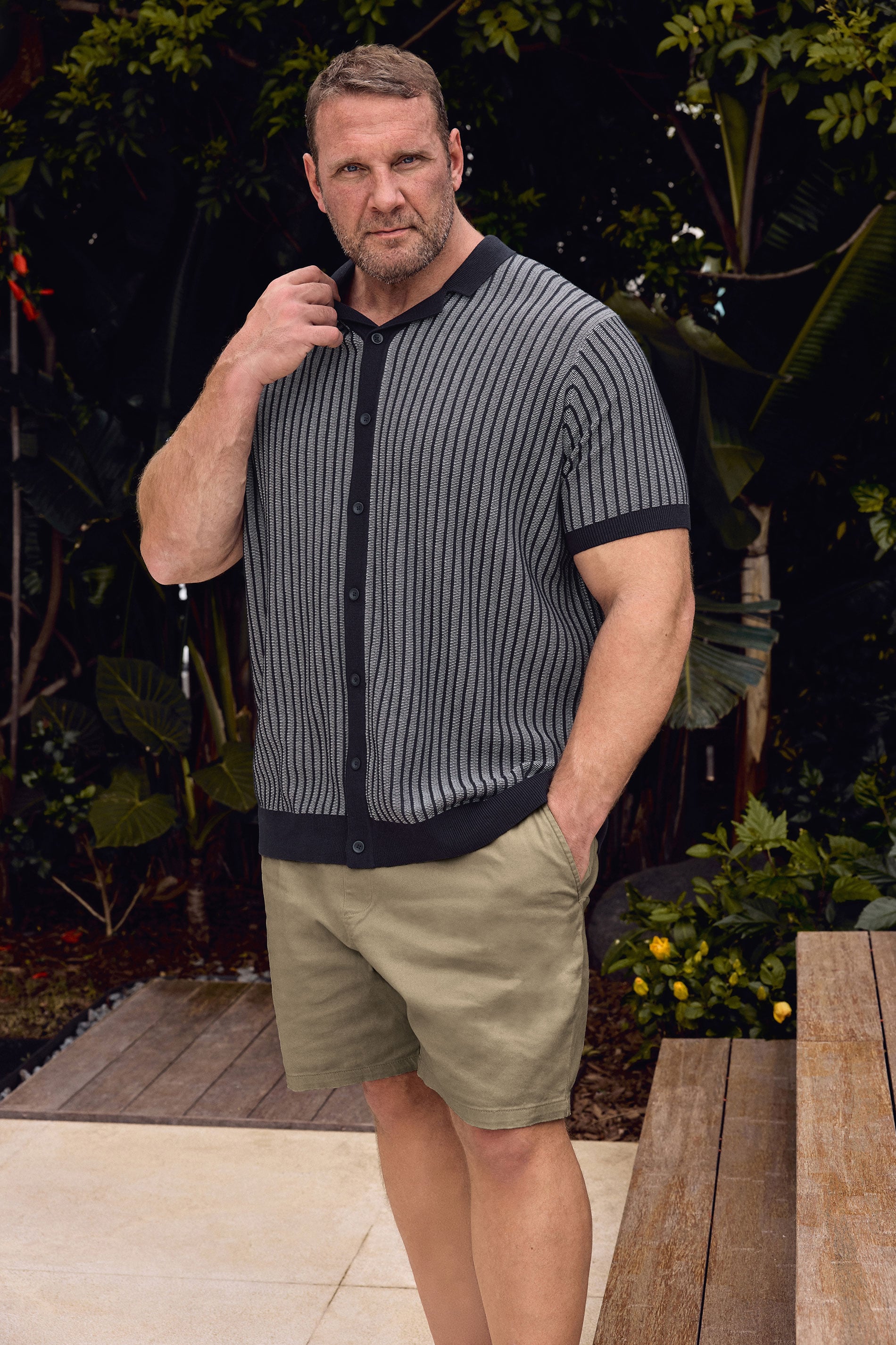 BadRhino Big & Tall Navy Blue Knitted Stripe Shirt | BadRhino 3