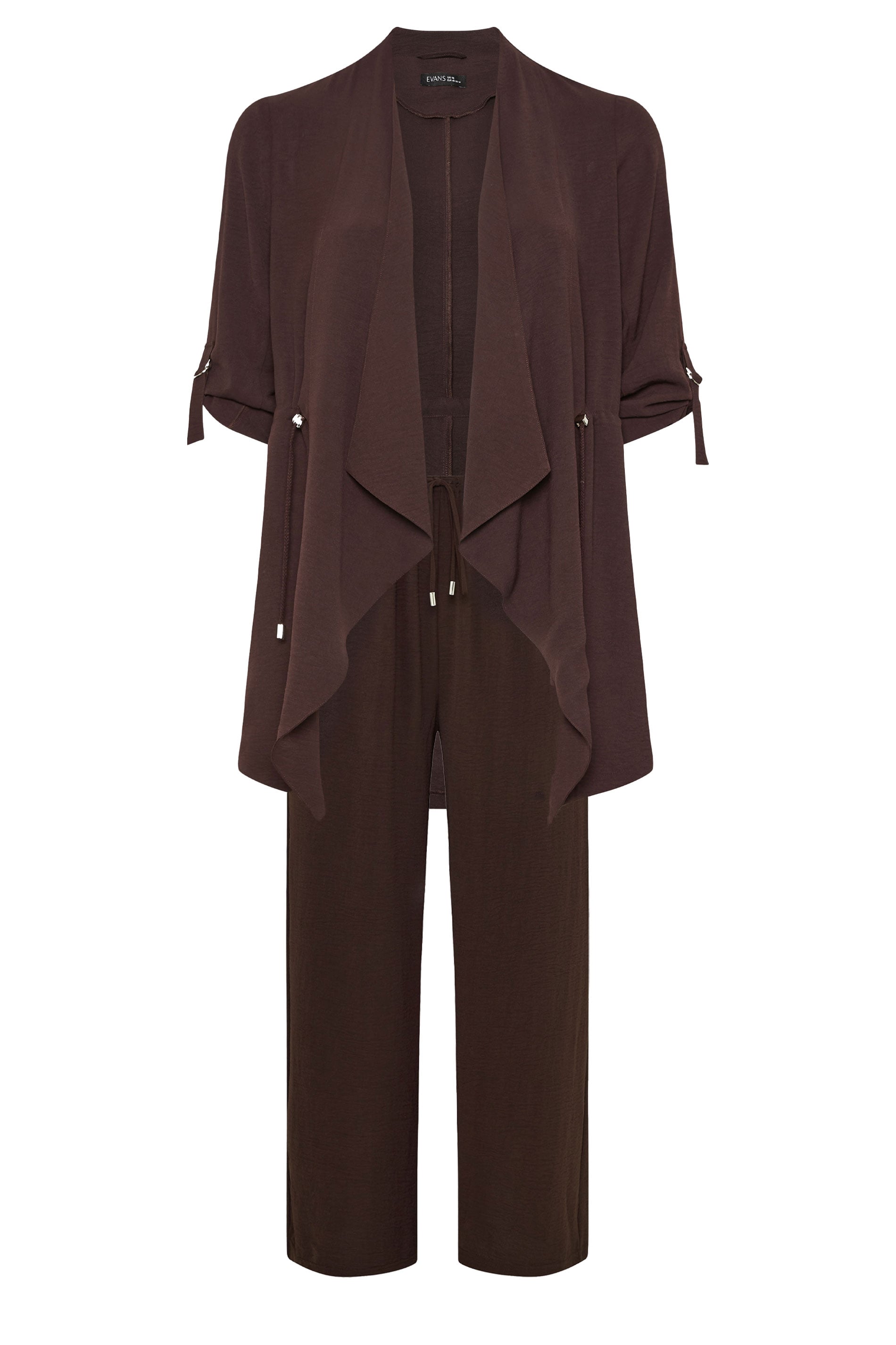 EVANS Plus Size Jacket & Trouser Chocolate Brown Set | Evans 5