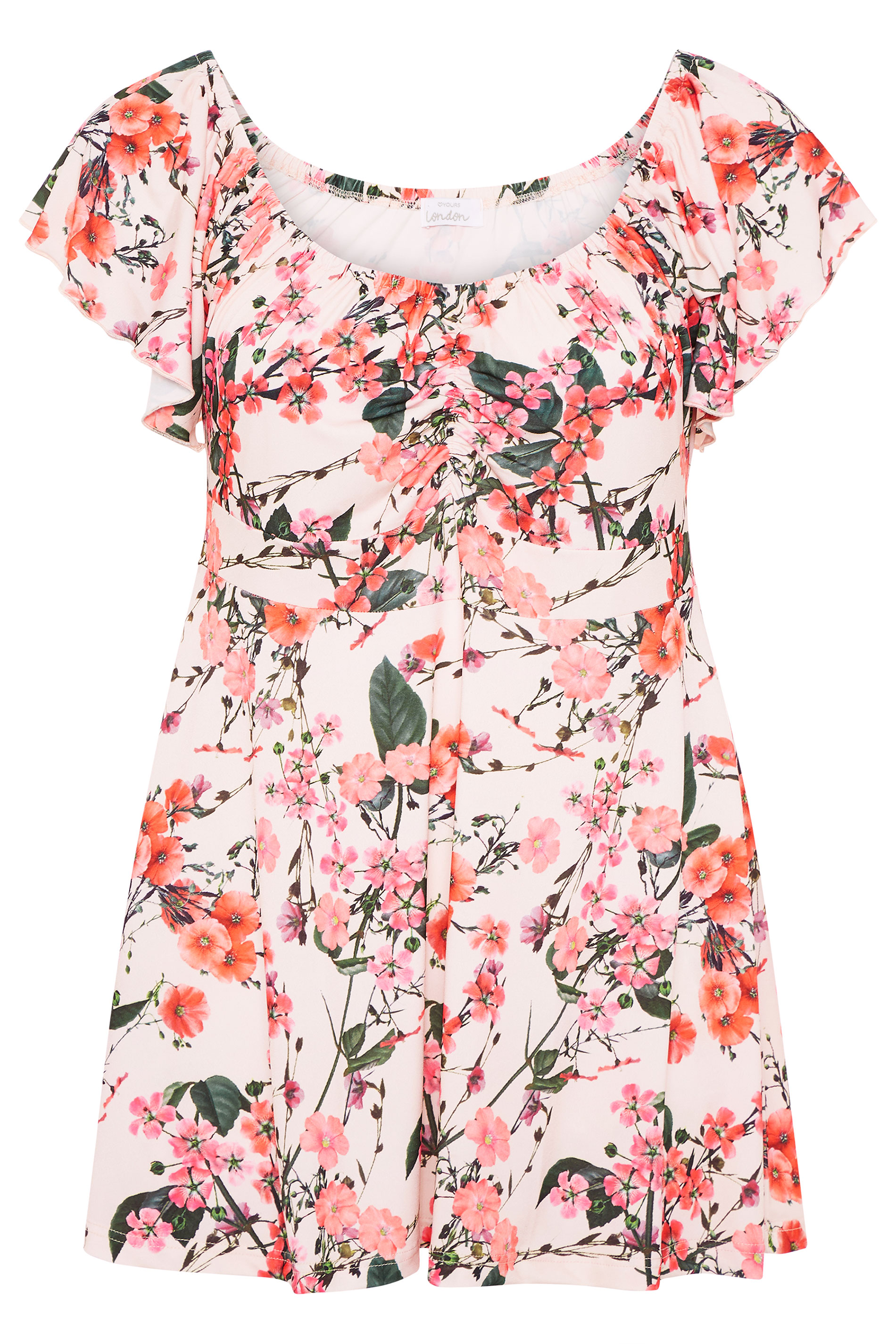 YOURS LONDON Pink Floral Print Peplum Top | Yours Clothing