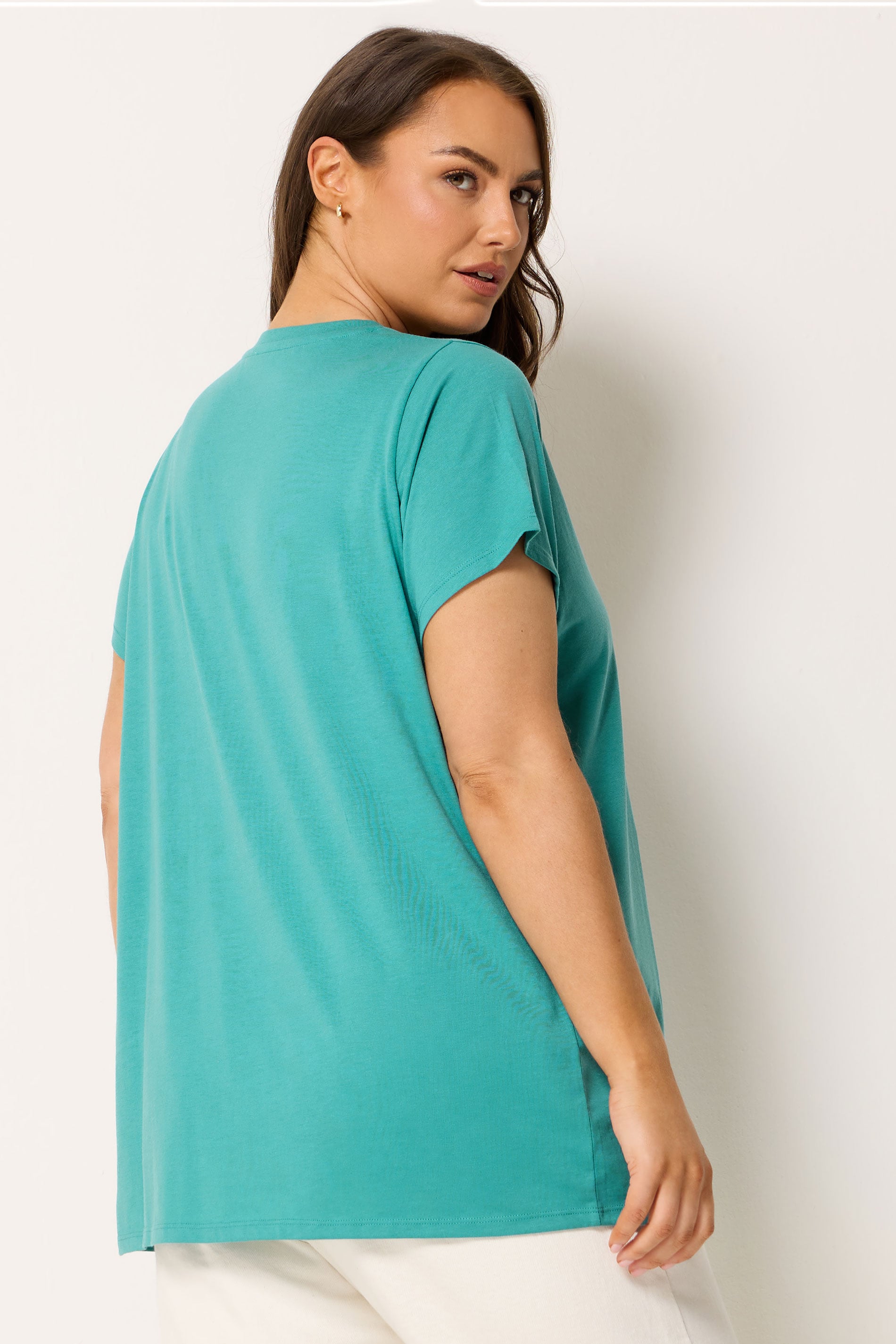 YOURS 3 PACK Plus Size Teal Blue & Pink Core T-Shirts | Yours Clothing 7