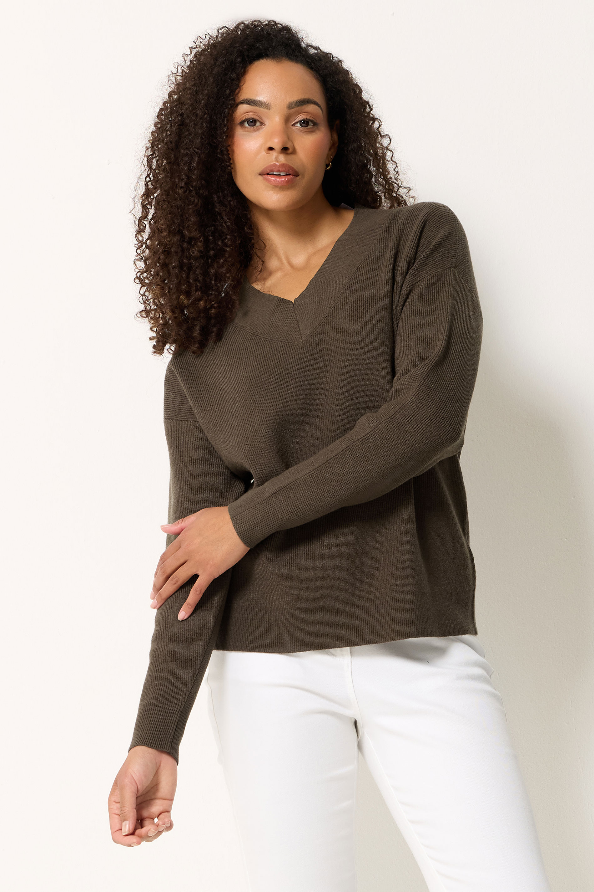 M&Co Chocolate Brown Drop Shoulder Jumper | M&Co 3