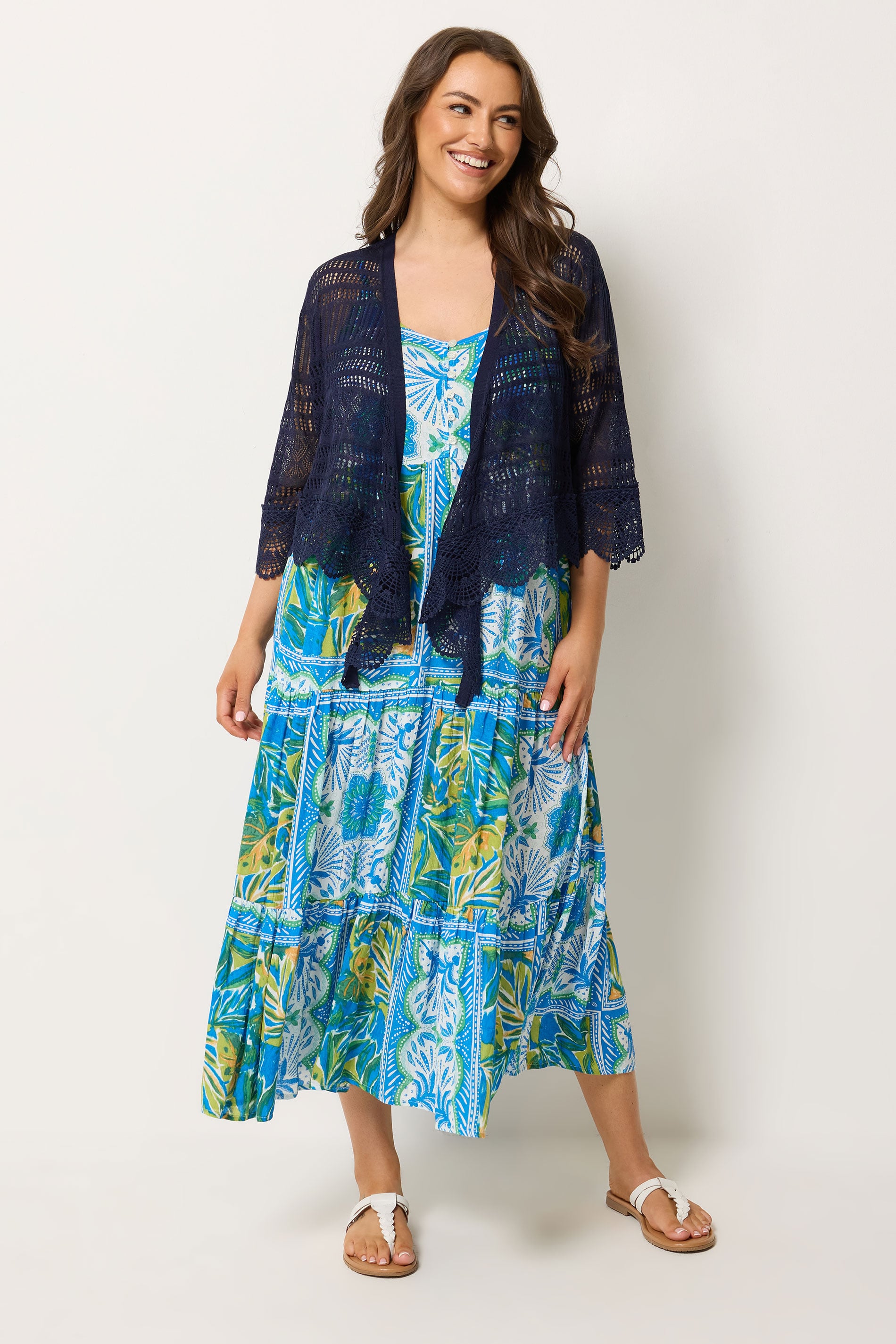 YOURS Plus Size Navy Blue Waterfall Cardigan | Yours Clothing 1