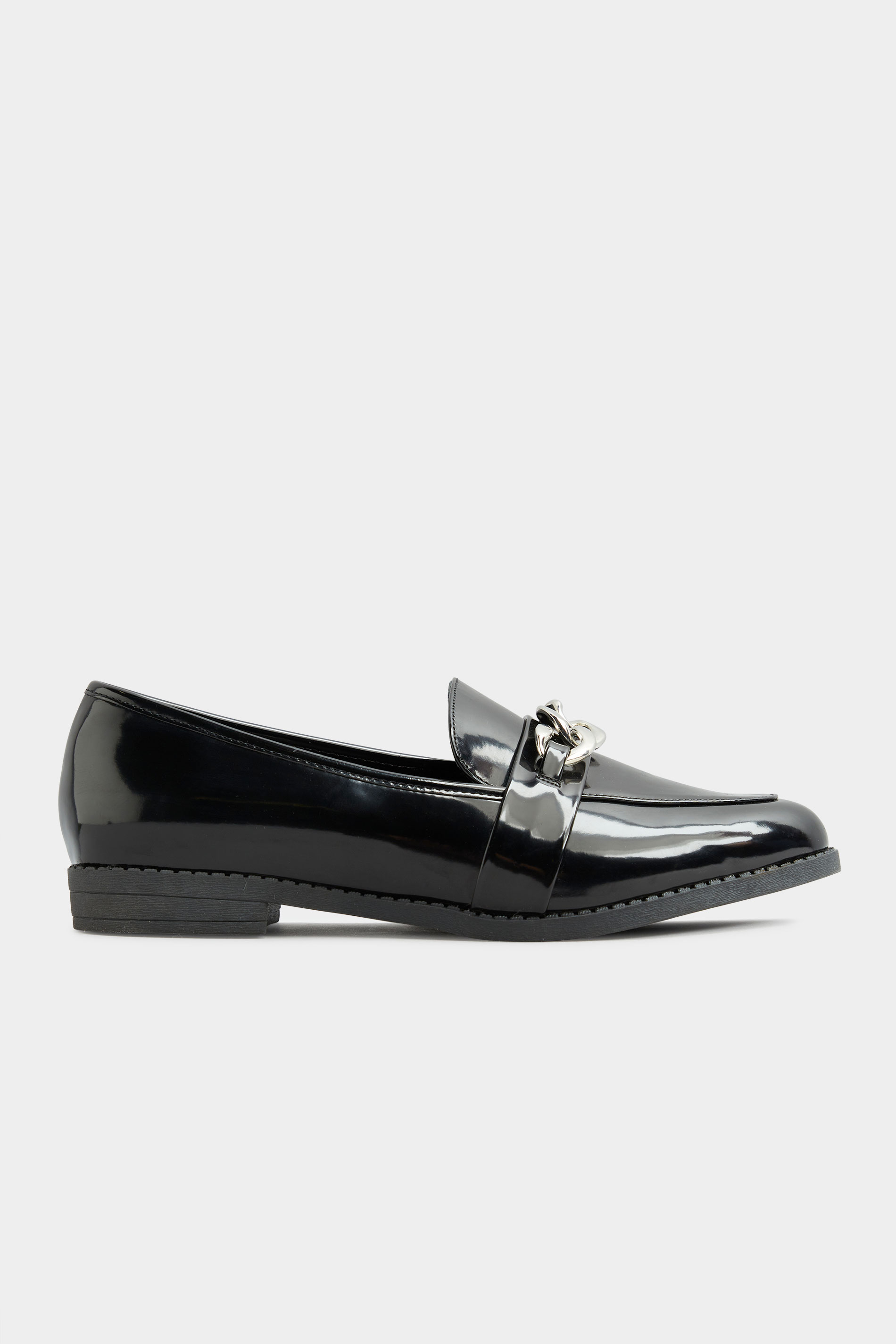 LIMITED COLLECTON Black Patent Chain Loafers In Extra Wide Fit | Long ...