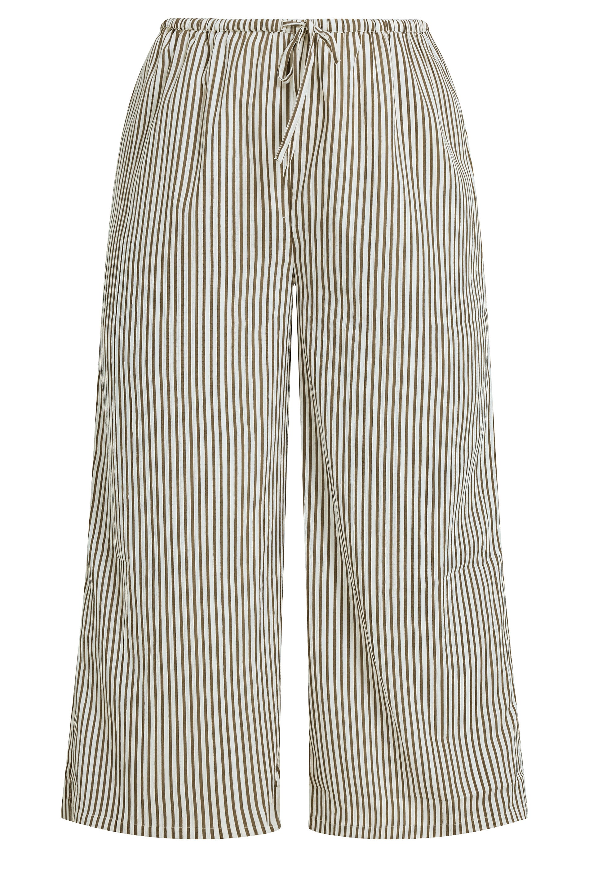 YOURS Plus Size Brown & White Striped Wide Leg Trousers | Yours Clothing 5