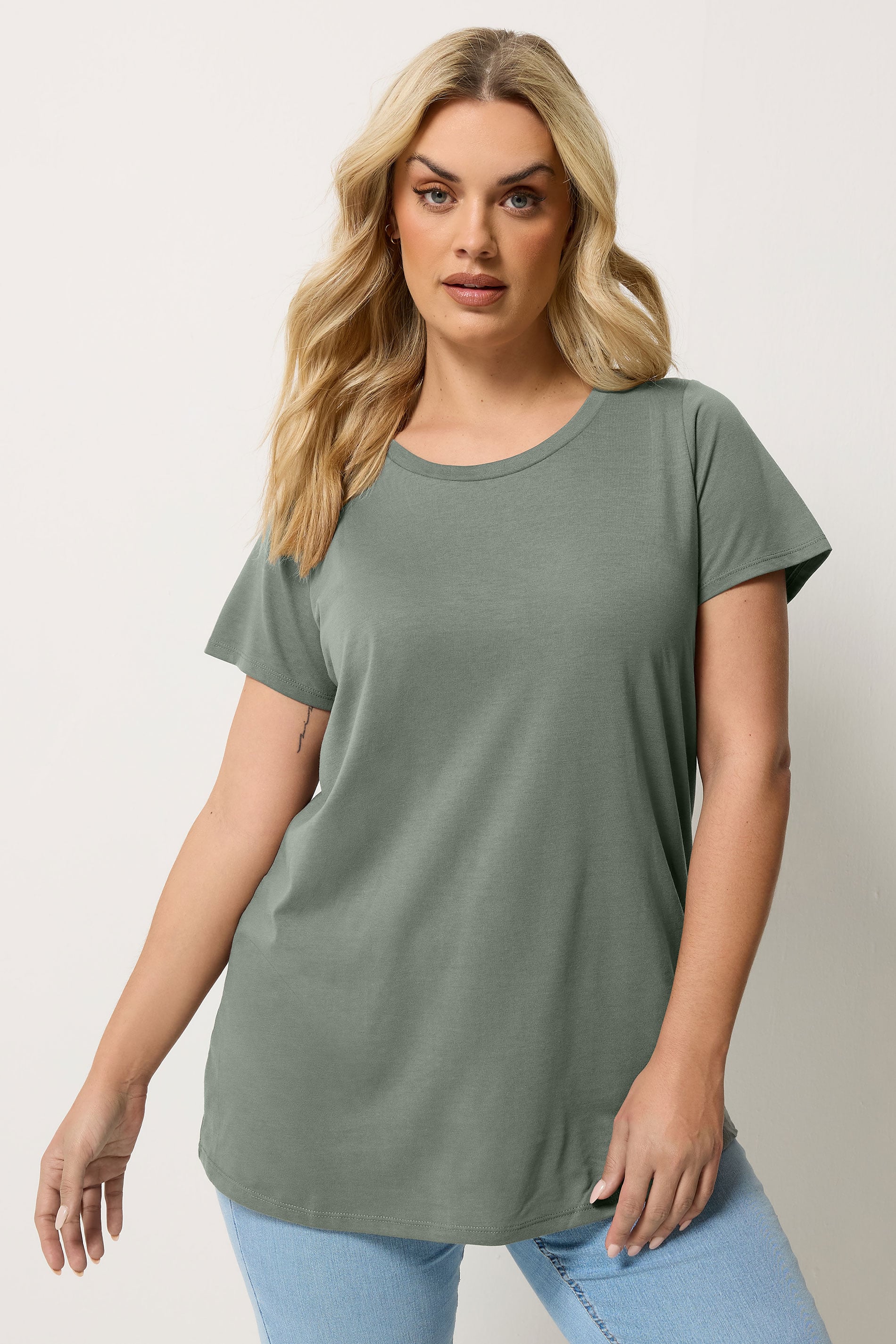 YOURS Plus Size Sage Green Core T-Shirt | Yours Clothing 3