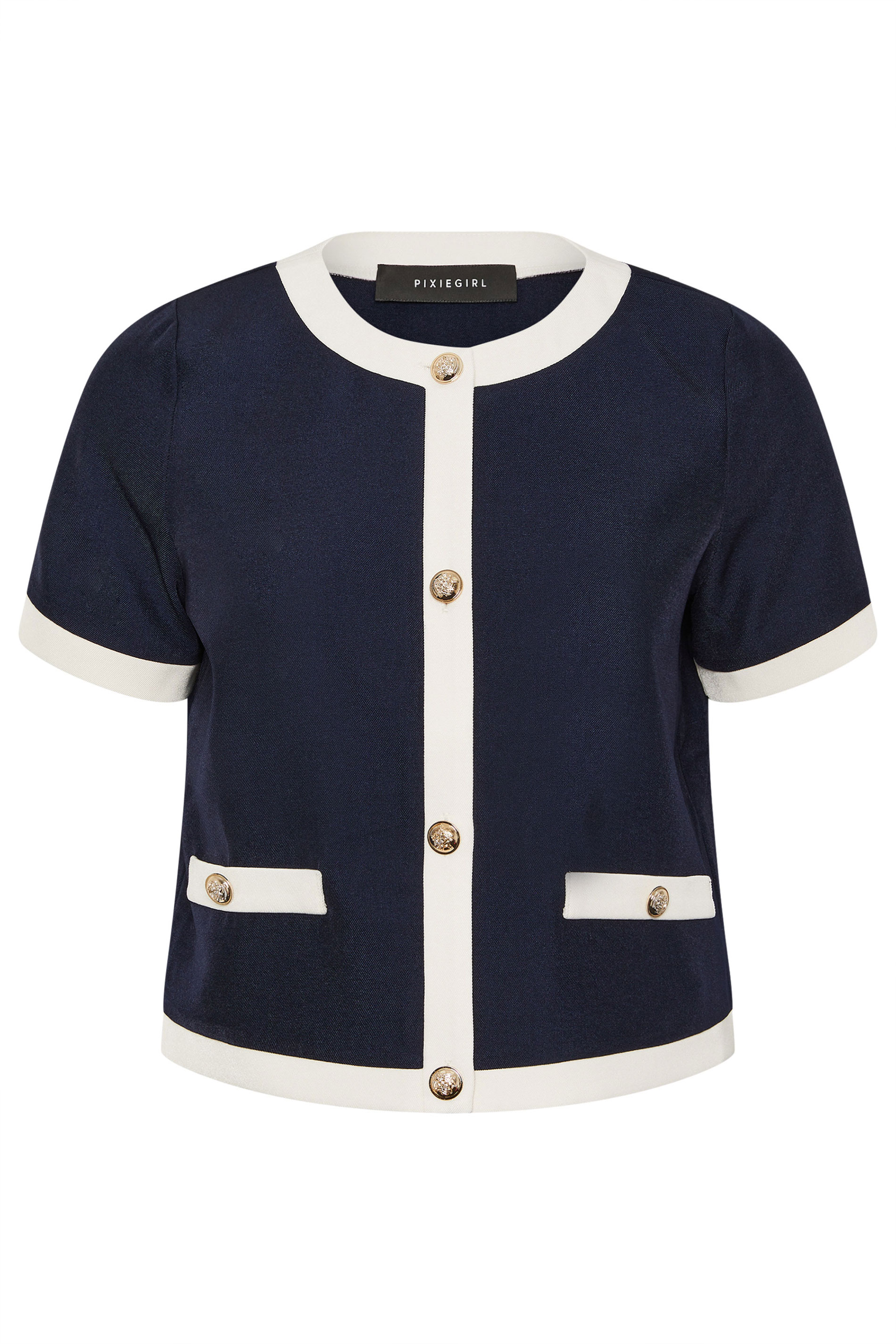 PixieGirl Petite Women's Navy Blue Short Sleeve Top | PixieGirl 6