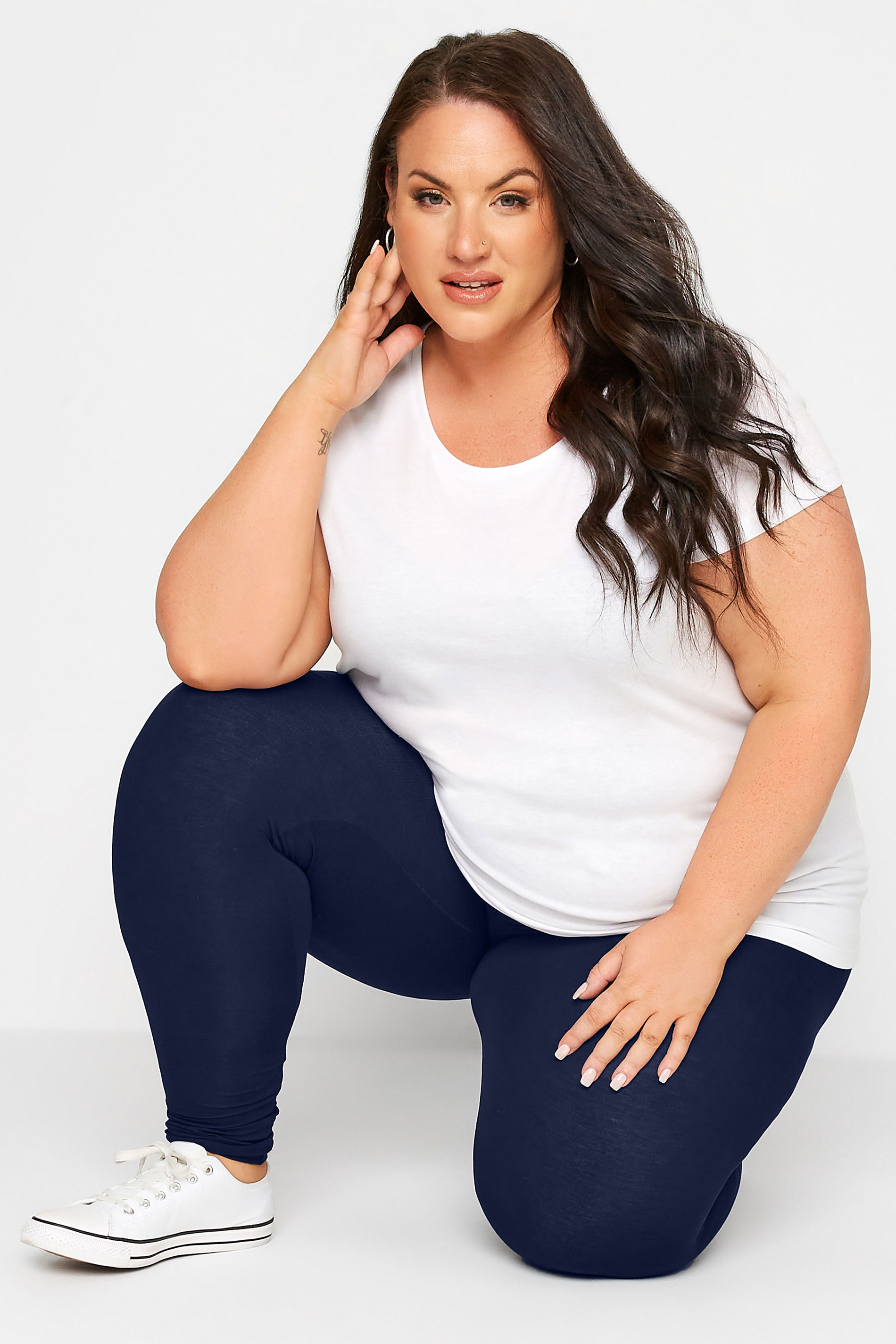Plus Size Navy Winter Everyday High Waisted Leggings