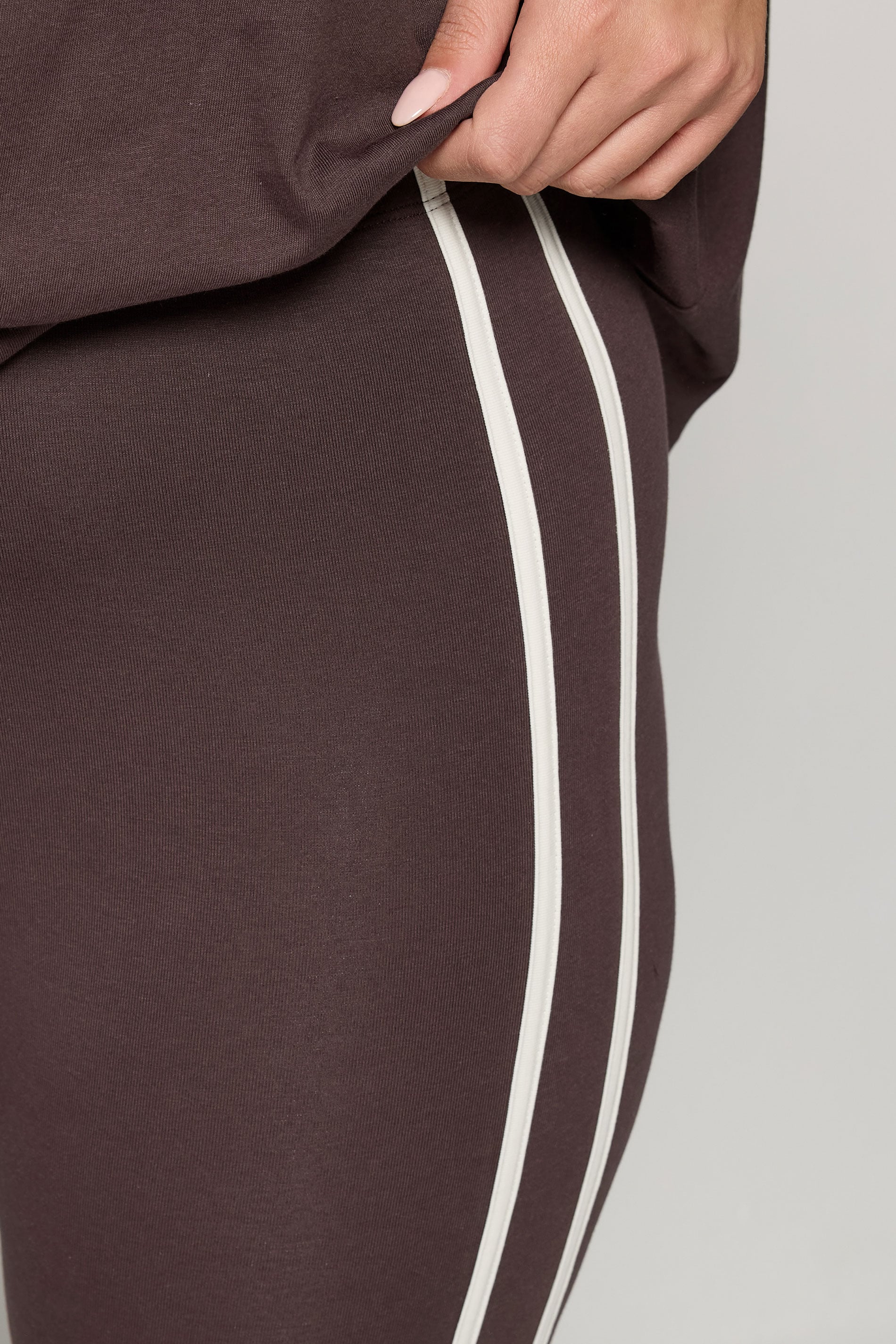 YOURS ACTIVE Plus Size Chocolate Brown Side Stripe Leggings | Yours Clothing 6