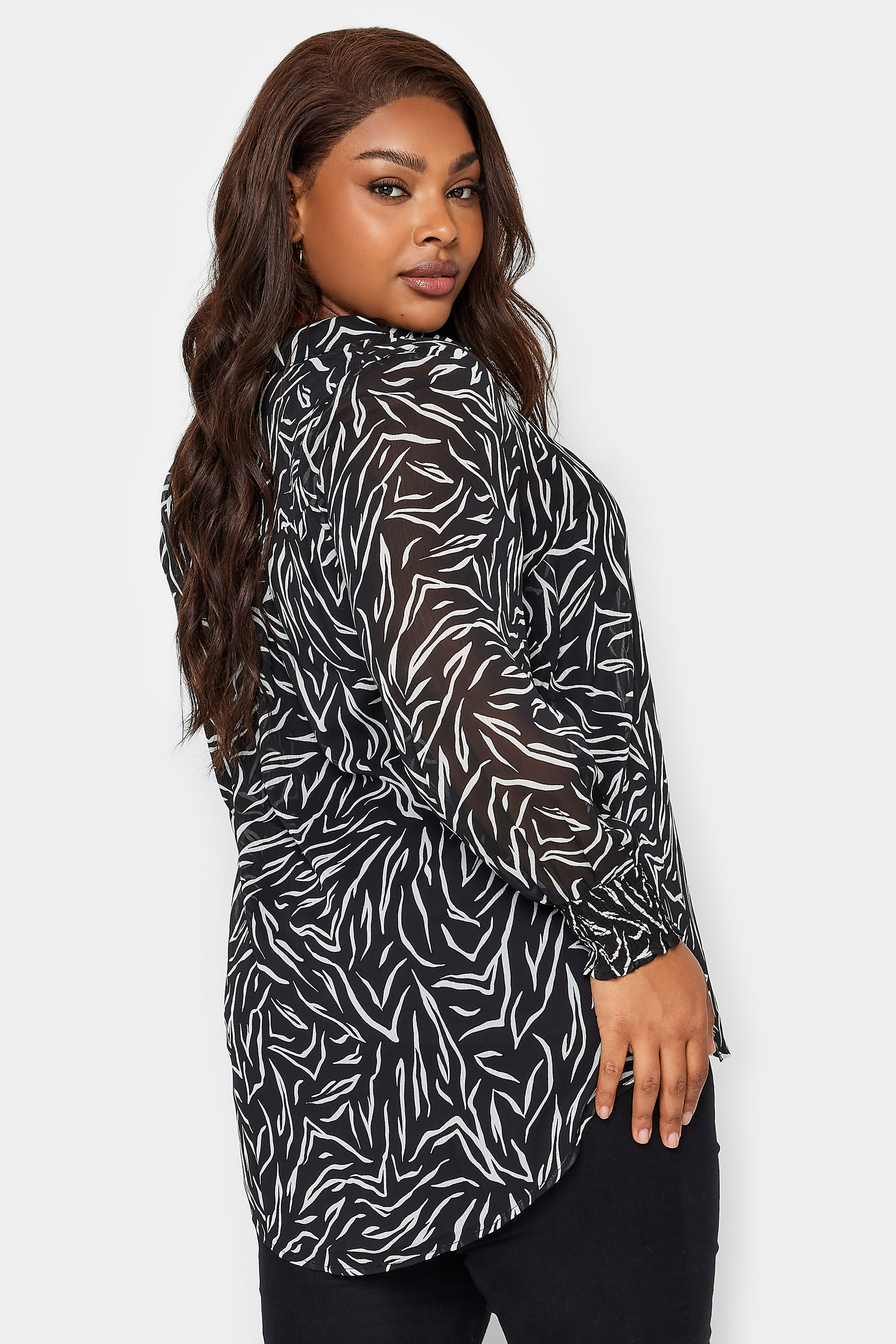 YOURS Plus Size Black Zebra Print Blouse | Yours Clothing 3
