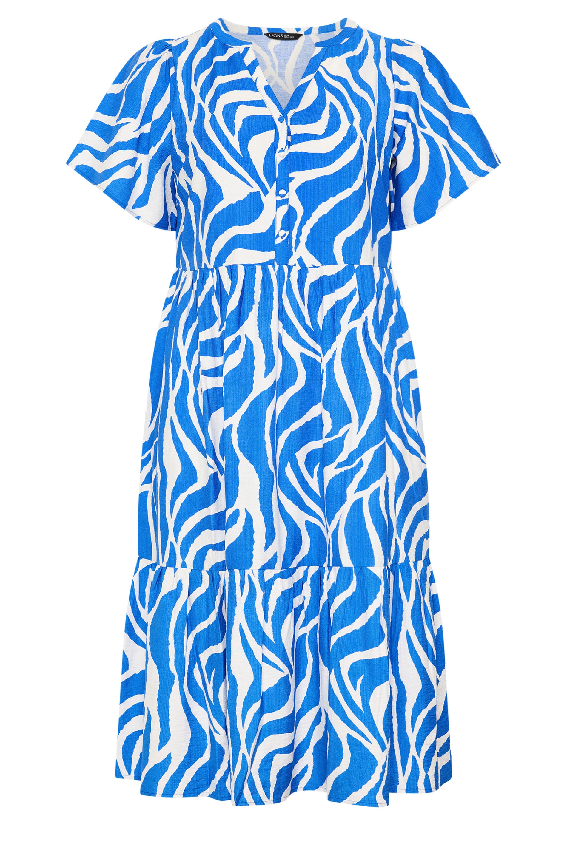 EVANS Plus Size Blue Abstract Print Dress | Evans 5