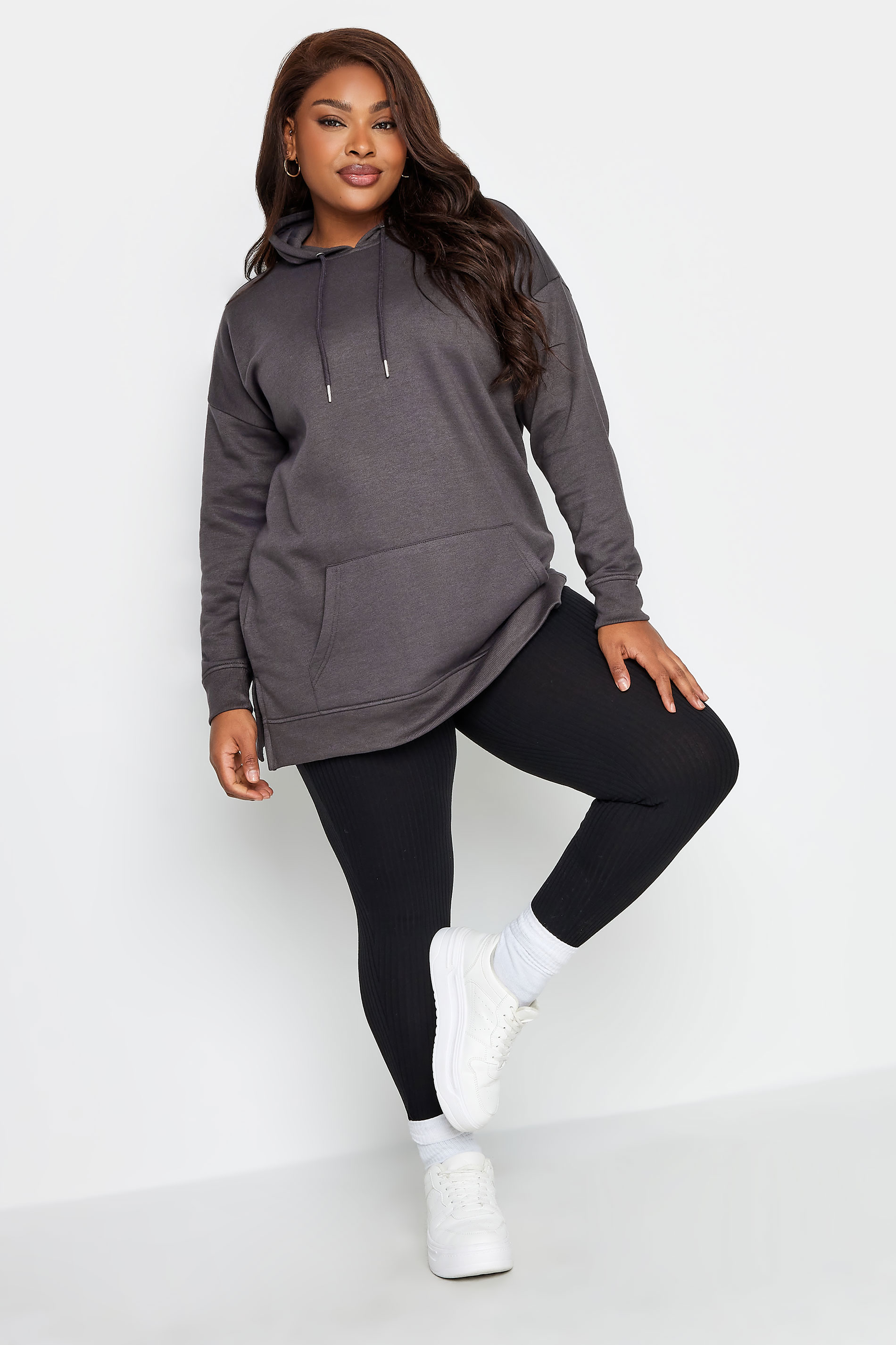 YOURS Plus Size Charcoal Grey Overhead Hoodie | Yours Clothing 2