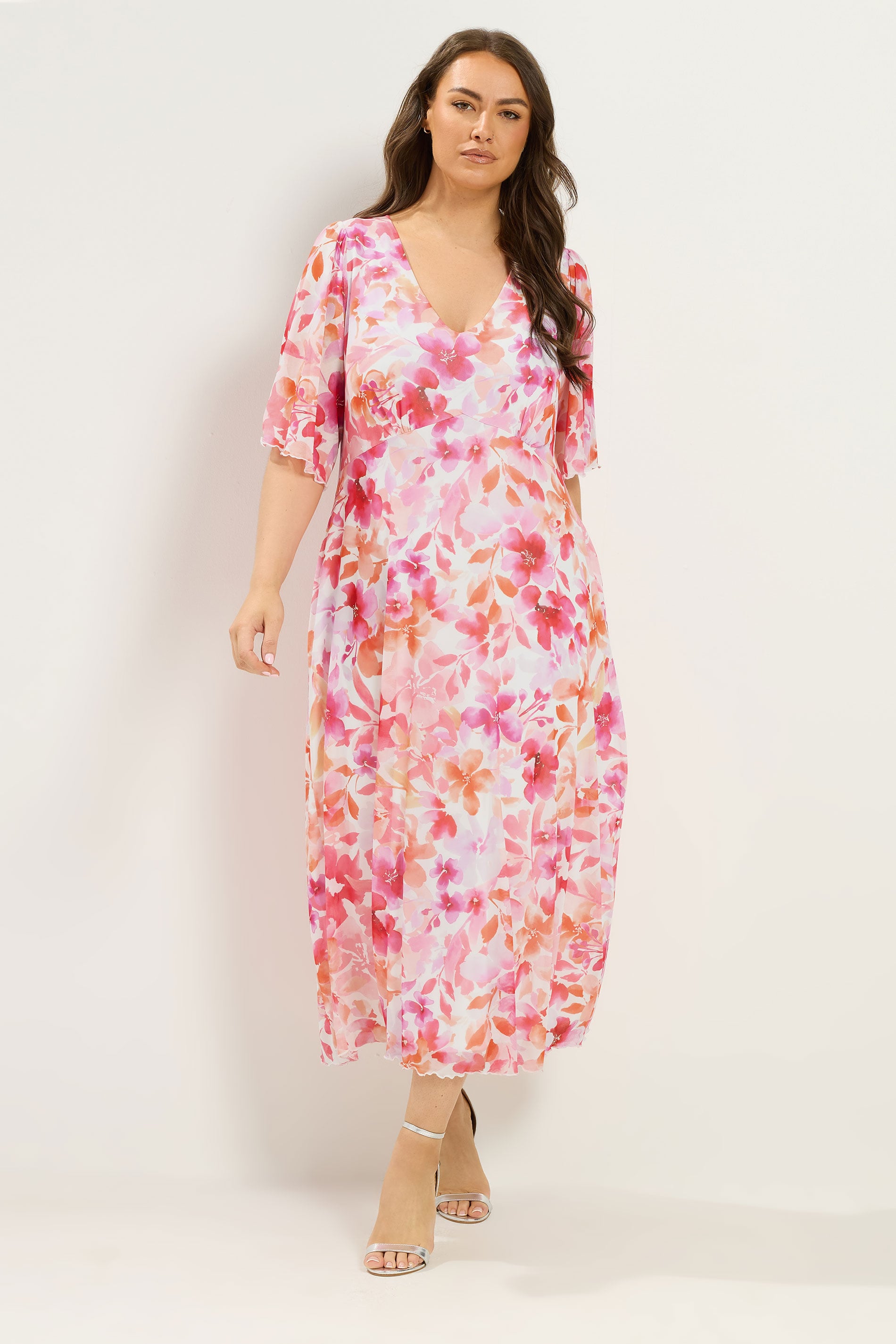 YOURS Plus Size Pink Floral Maxi Dress | Yours Clothing 1